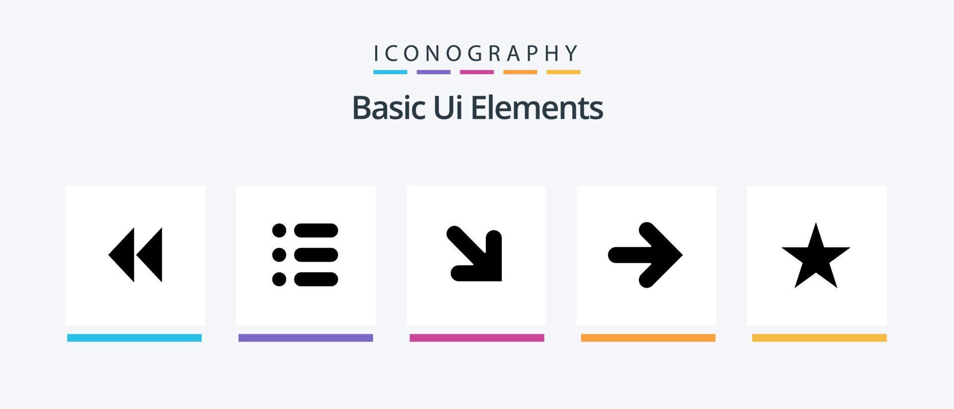 Basic Ui Elements Glyph 5 Icon Pack Including media. bookmark. arrow. right. forward. Creative Icons Design Stock Free