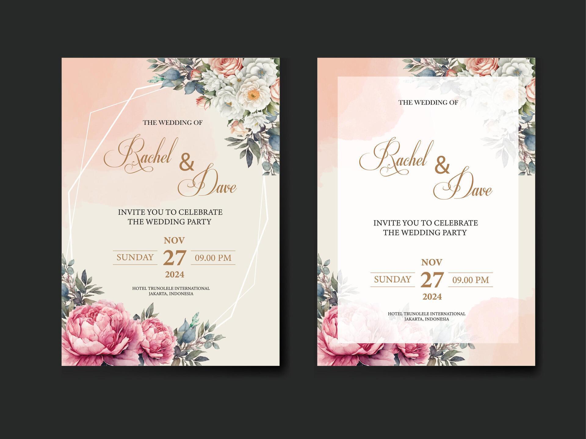 wedding invitation cards with flowers Stock Free