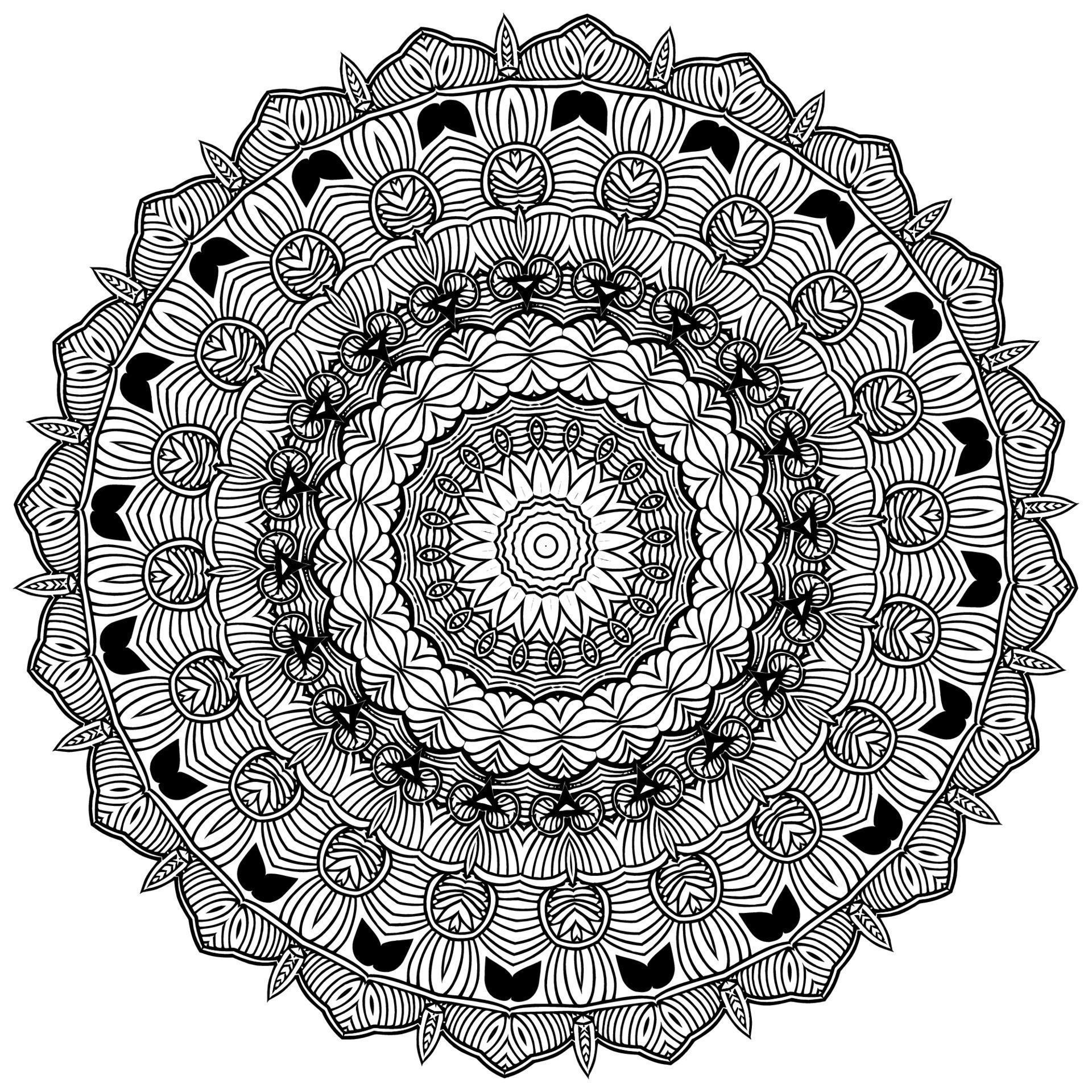 Easy mandala, simple mandalas flowers coloring page on white background. Stock Free