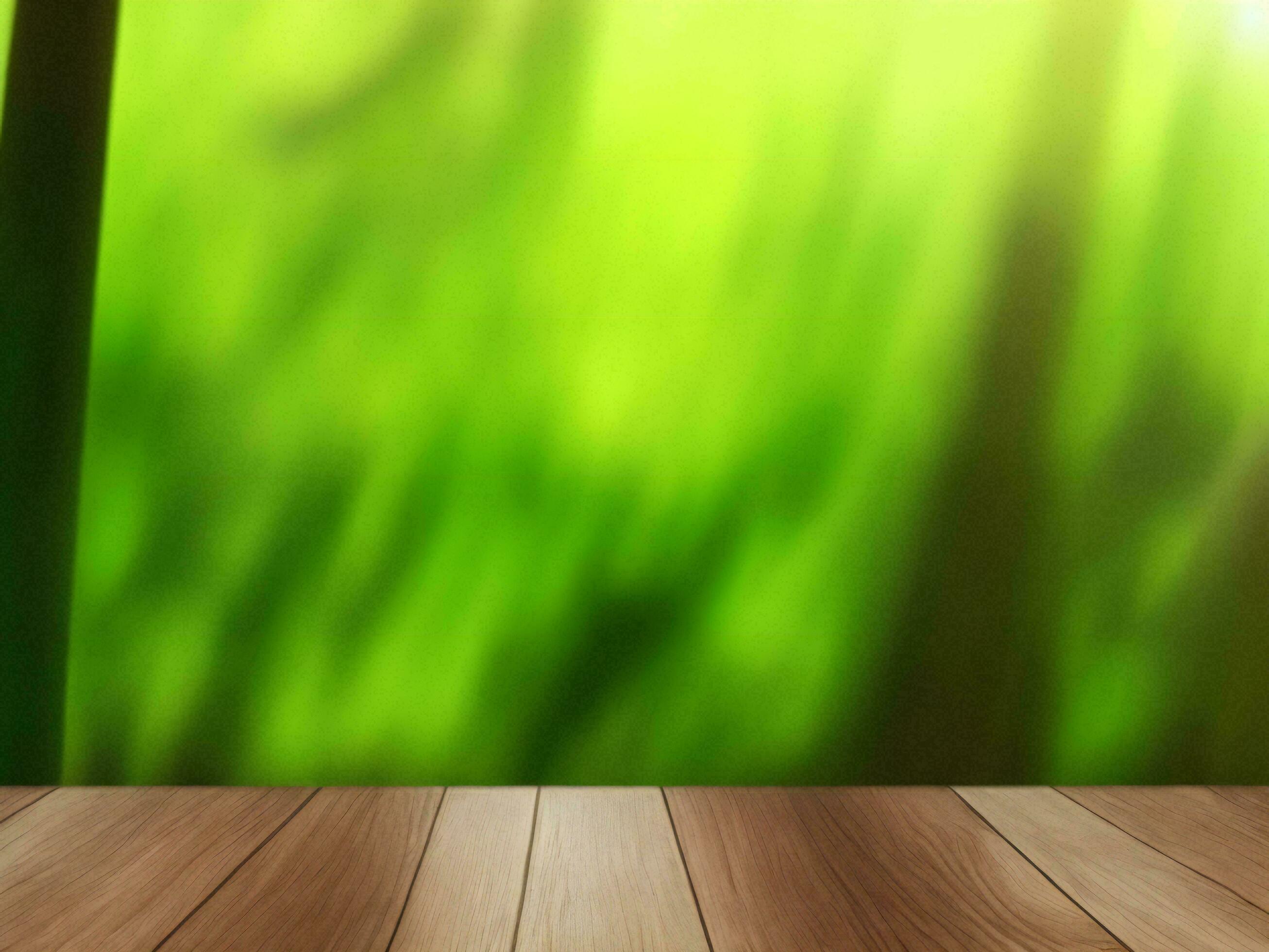 Wooden table on bamboo plant background ai generated Stock Free