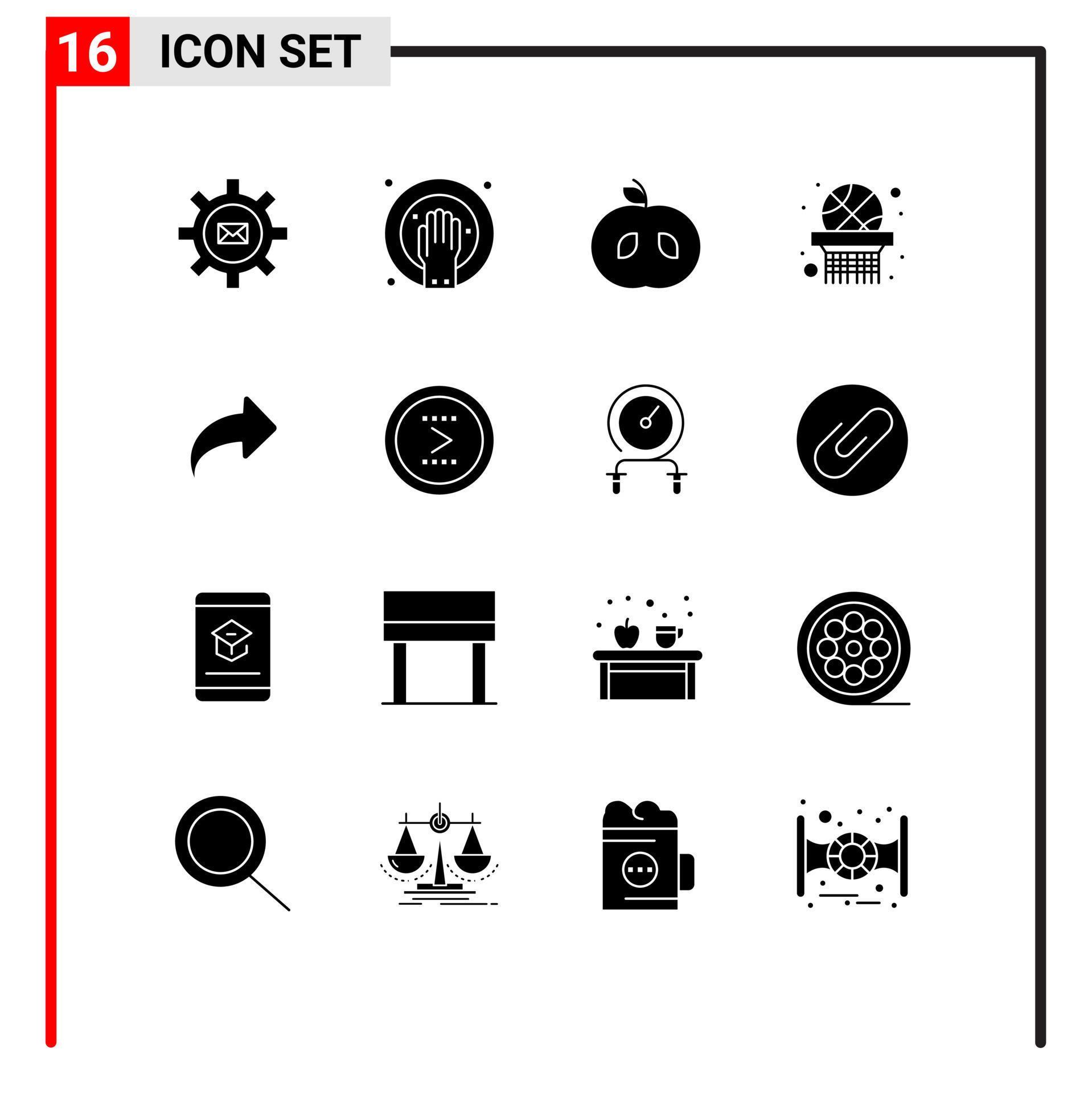 Universal Icon Symbols Group of 16 Modern Solid Glyphs of right arrow spa basket net basket ball Editable Vector Design Elements Stock Free