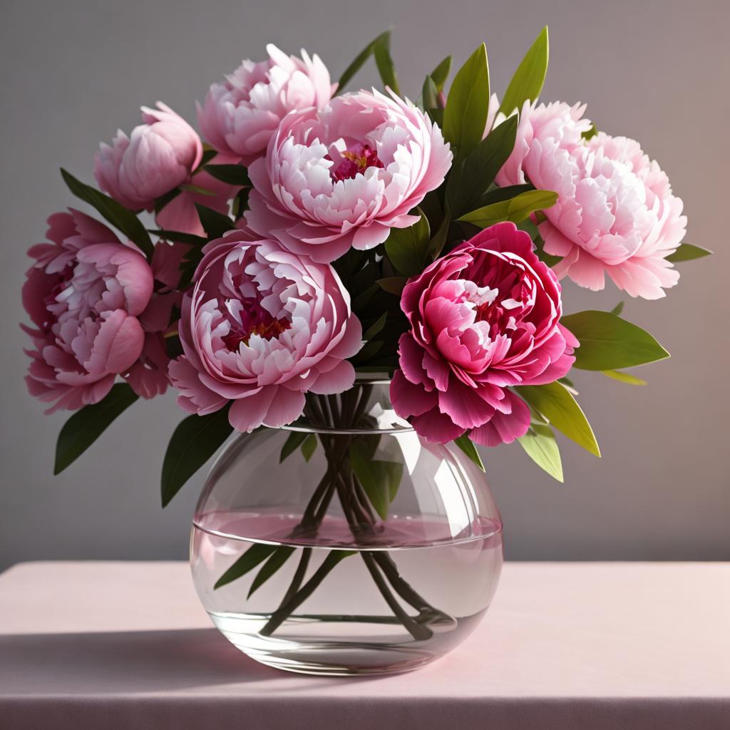 Pink peonies table flower by @ai_generated