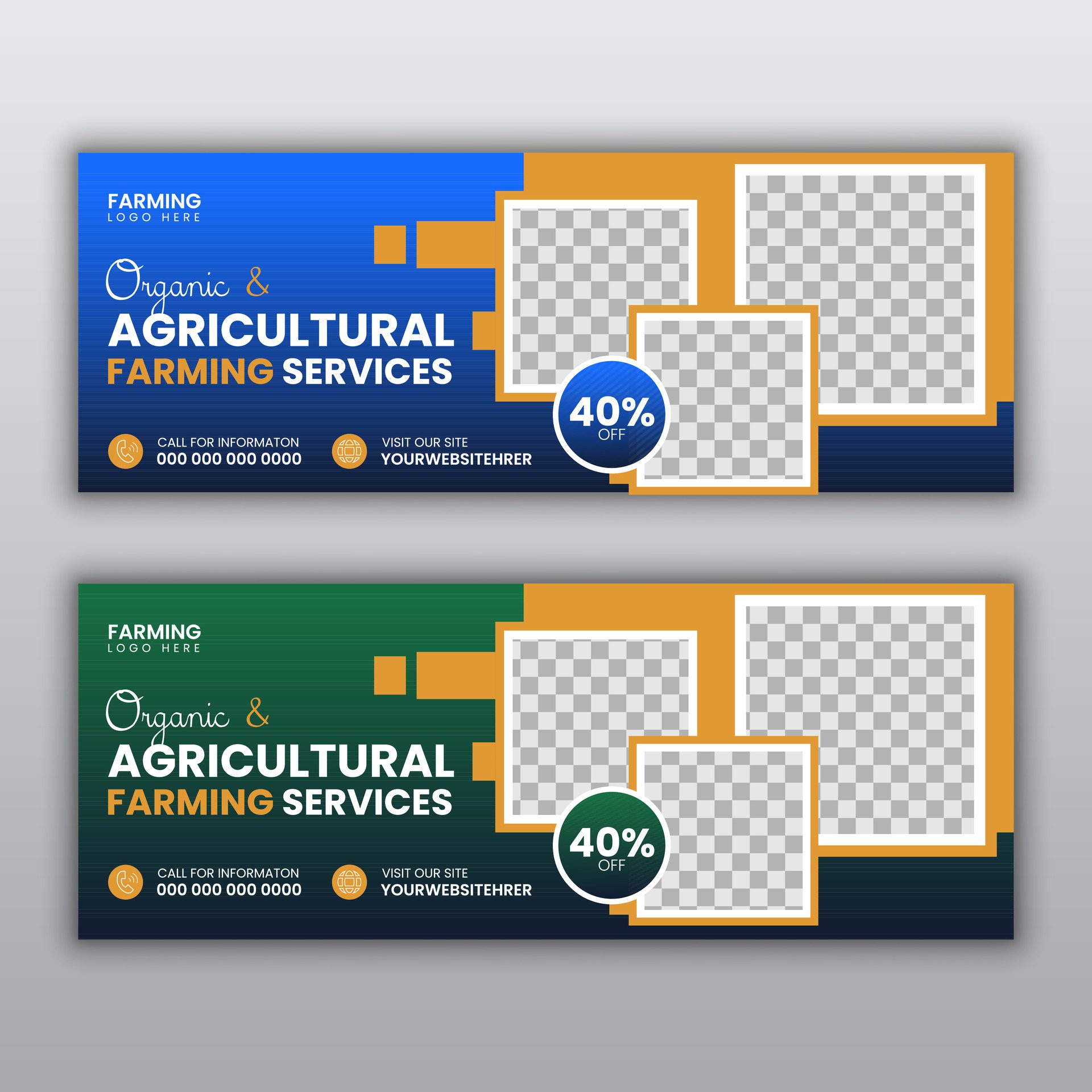 Agricultural and best farming services web banner or social media post lawn gardening template design with green and yellow color Free Vector