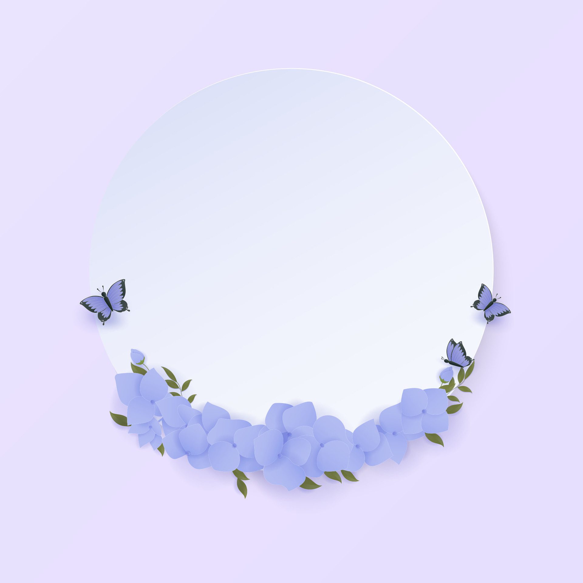 Hydrangea wreath and white banner Free Vector