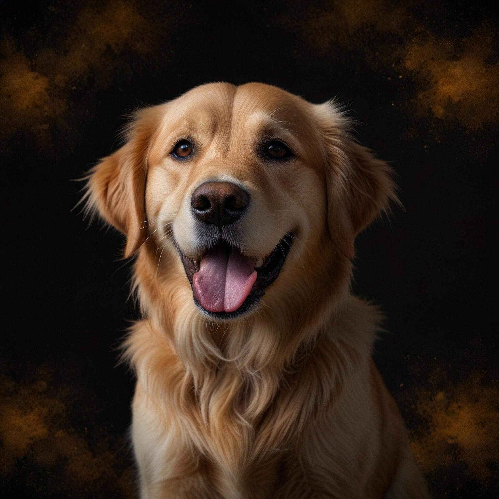 Golden Retriever Goldie Dog Pet black background Stock Free