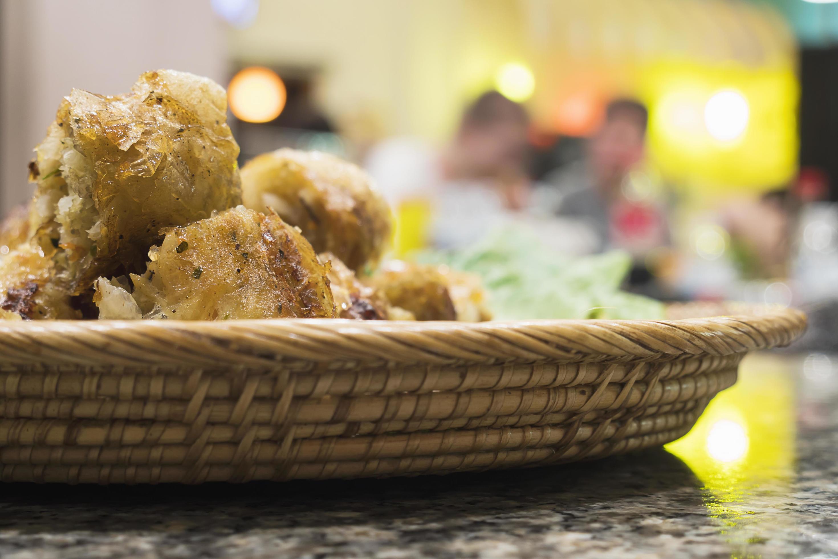 Fried spring rolls in Vietnamese food restaurant Stock Free