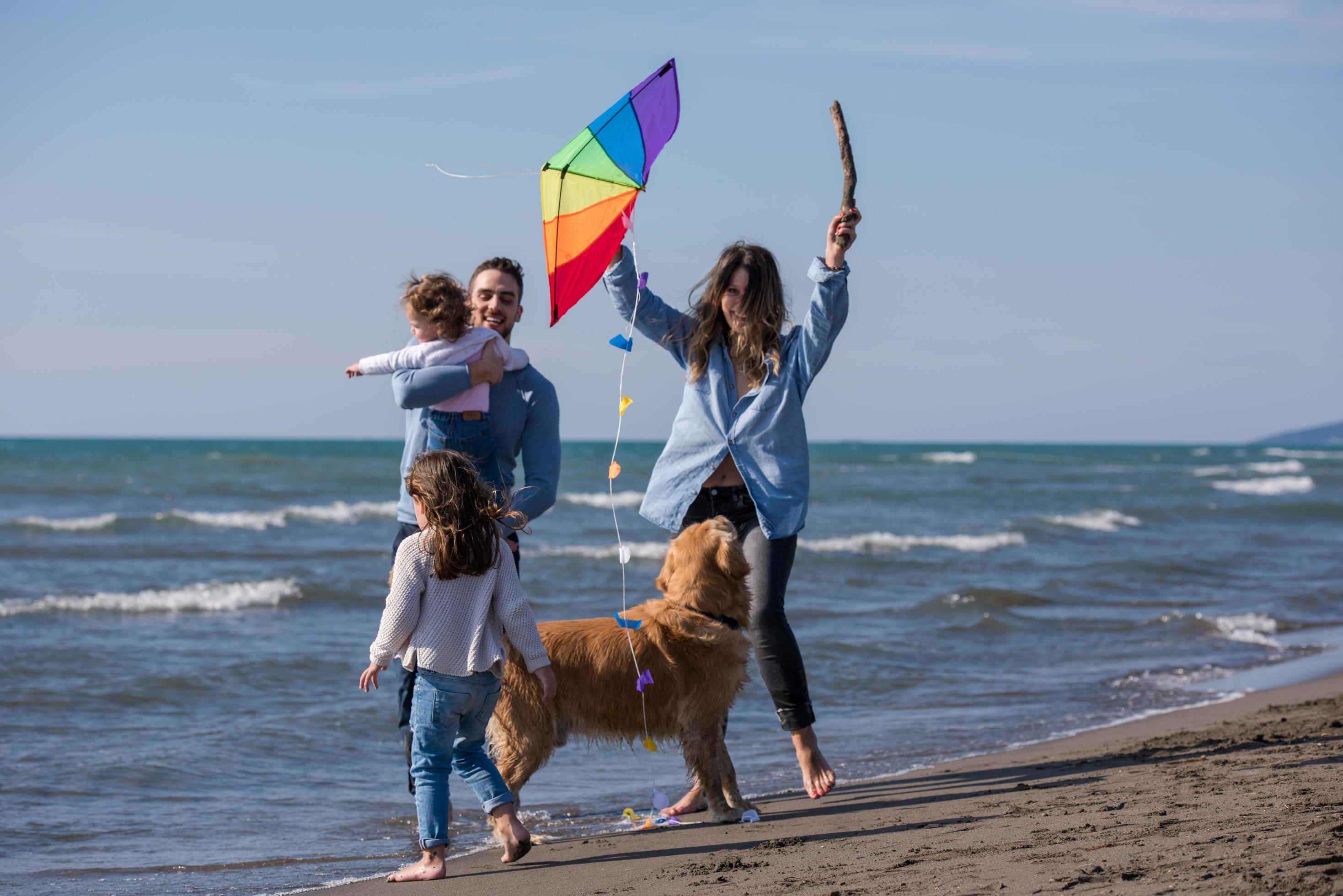 happy young family enjoying vecation during autumn day Stock Free