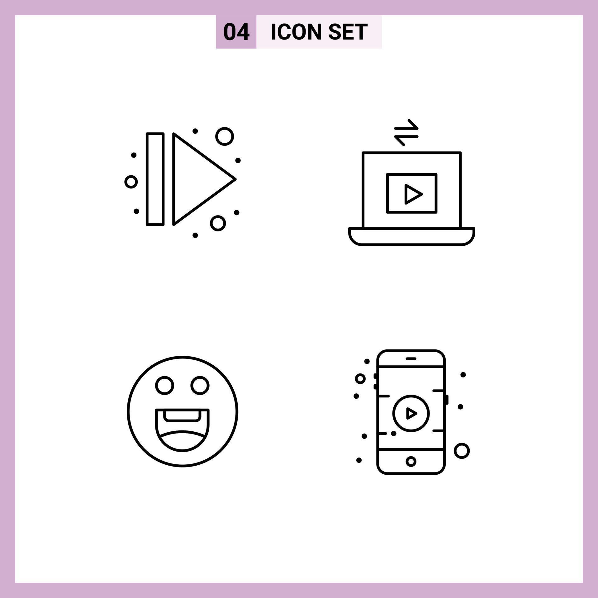 4 Universal Filledline Flat Colors Set for Web and Mobile Applications arrow happy right share mobile Editable Vector Design Elements Stock Free