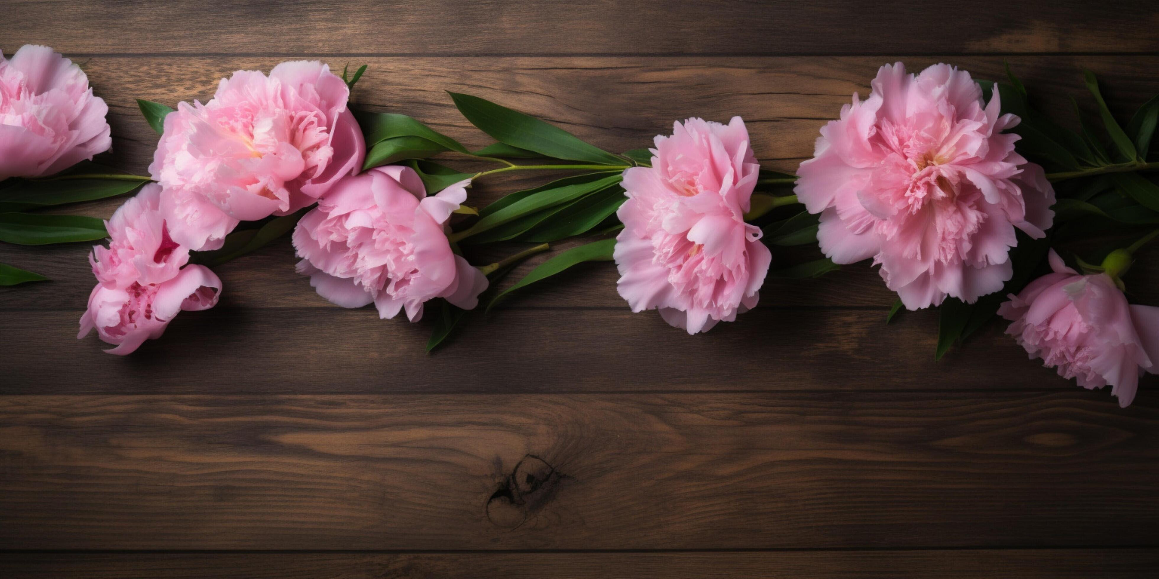 Pink flowers on a wooden table Stock Free