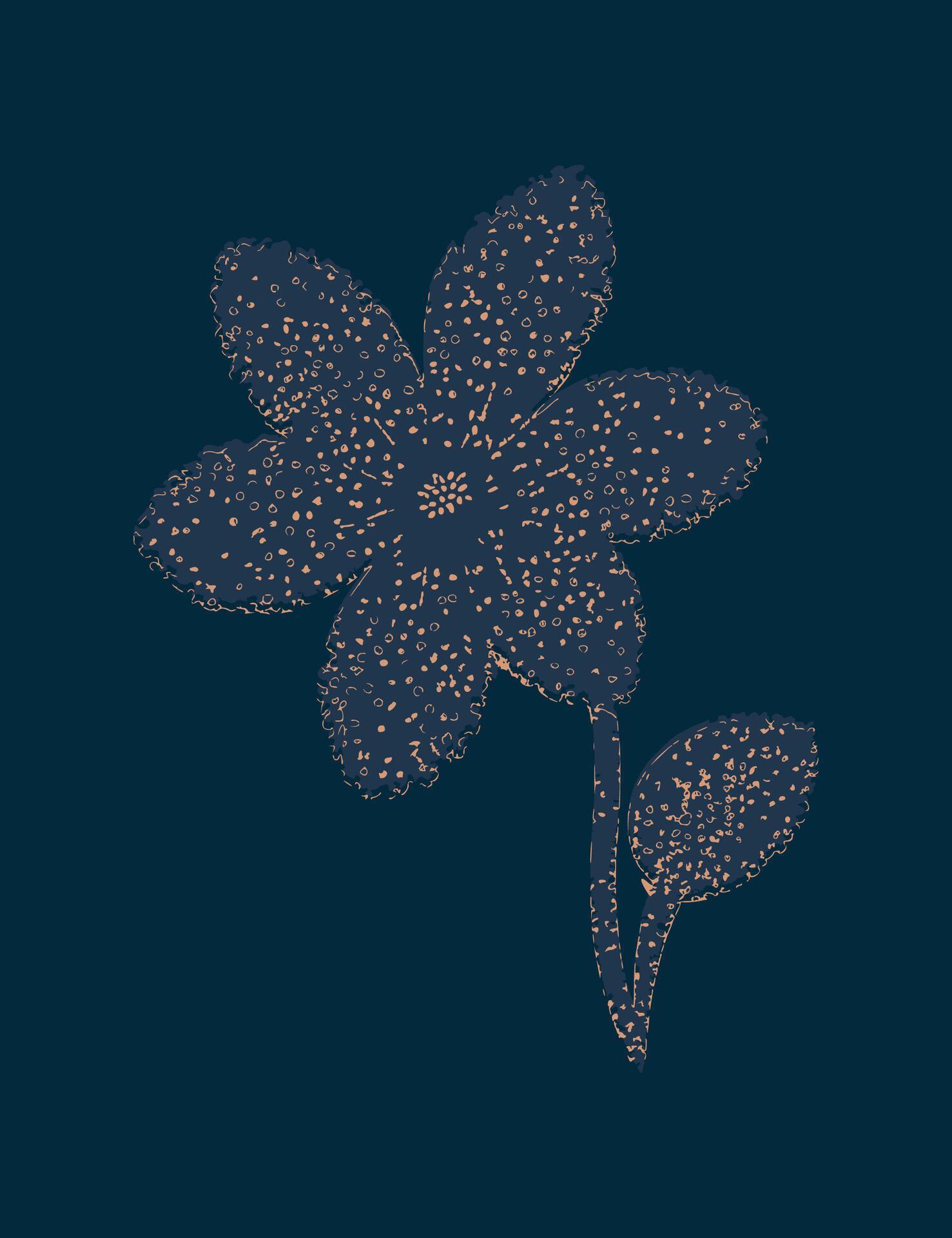 hand drawn flat design simple flower outline, one-colour element for clothing design. Stock Free