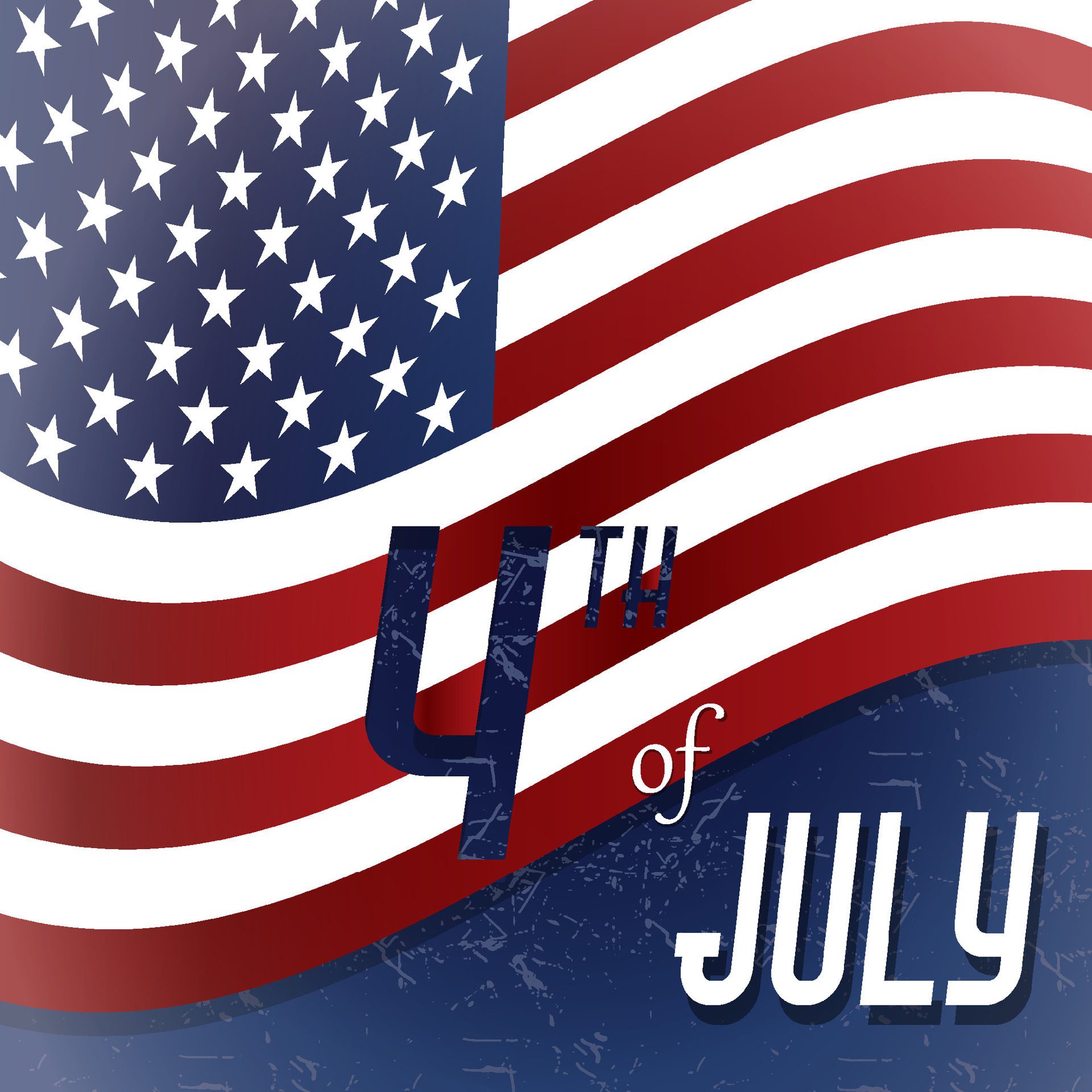 Happy 4th of July United States Independence Day celebrate banner with waving american national flag and hand lettering text design Free Vector