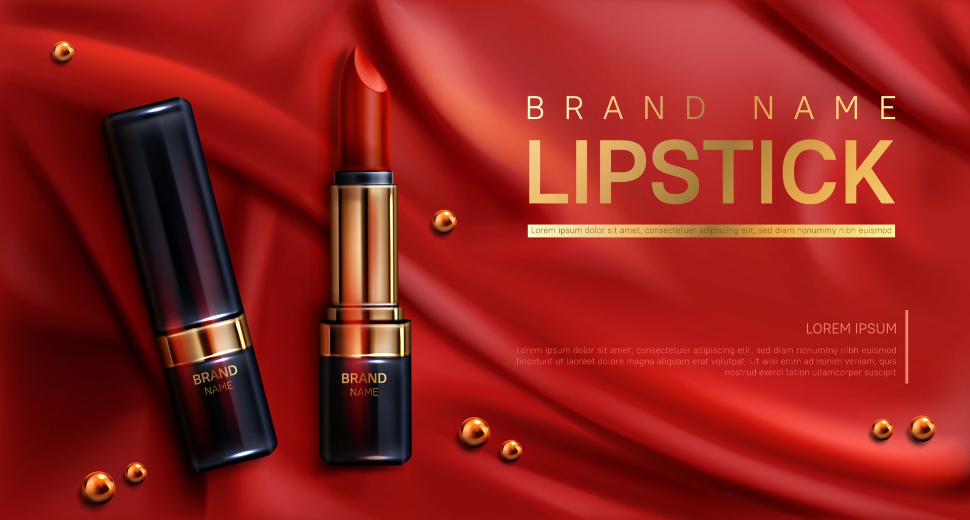 Lipstick cosmetics make up beauty product banner Free Vector