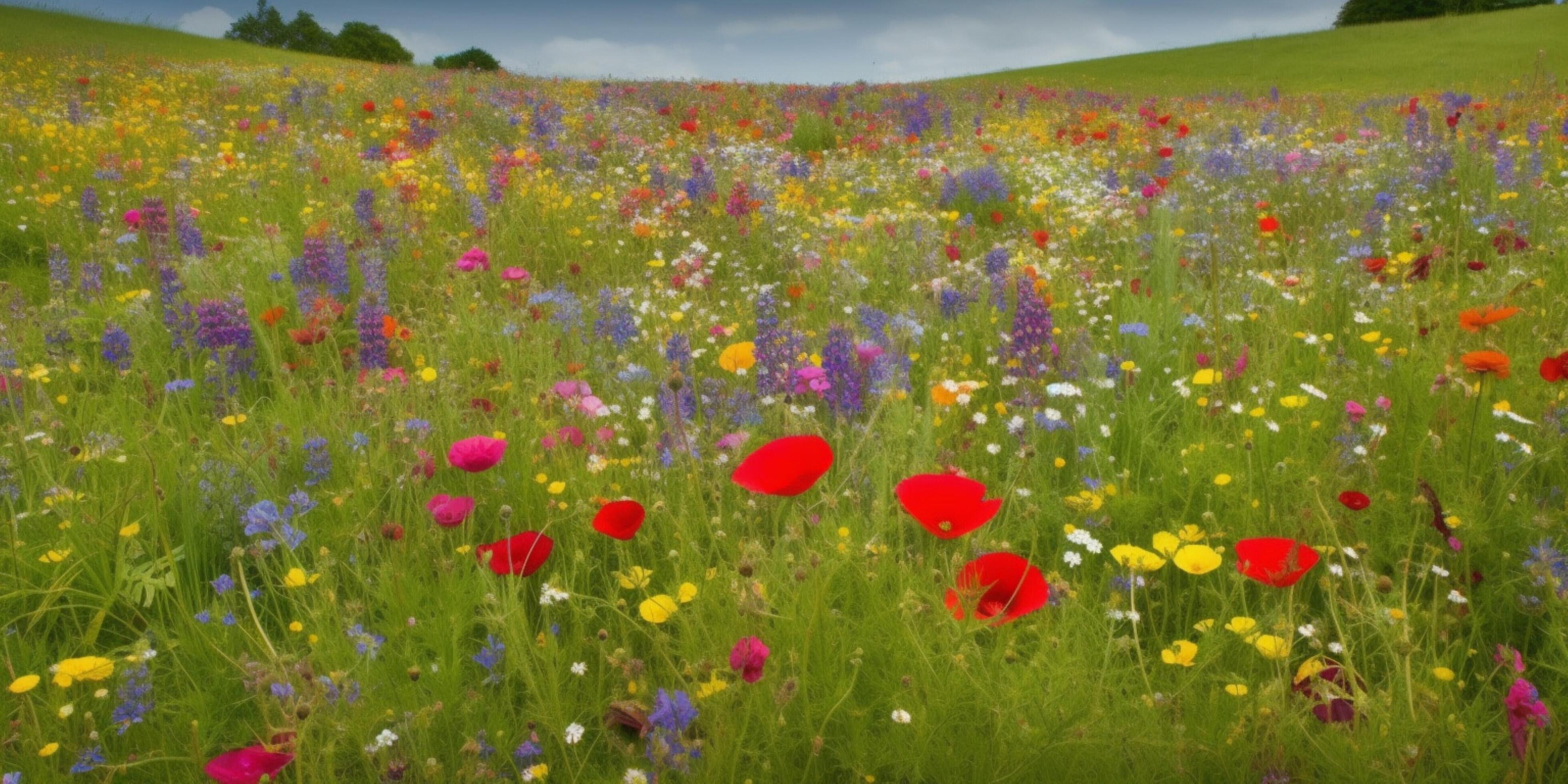 Beautiful and colorful meadow wild flowers Stock Free