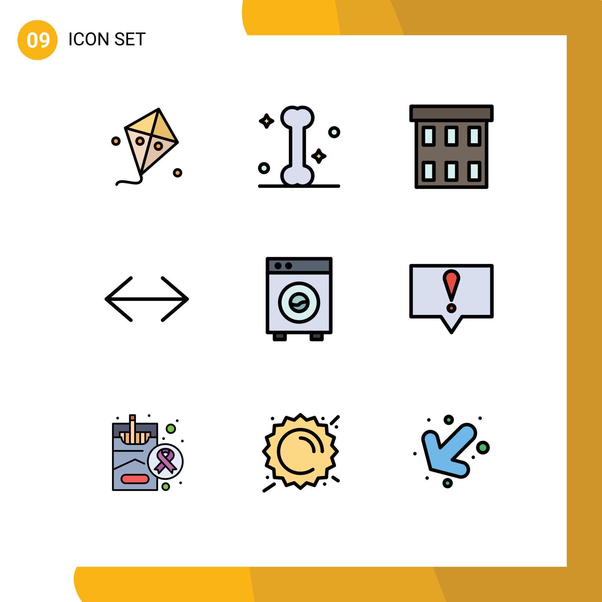 Pictogram Set of 9 Simple Filledline Flat Colors of big right buildings move arrow Editable Vector Design Elements Stock Free