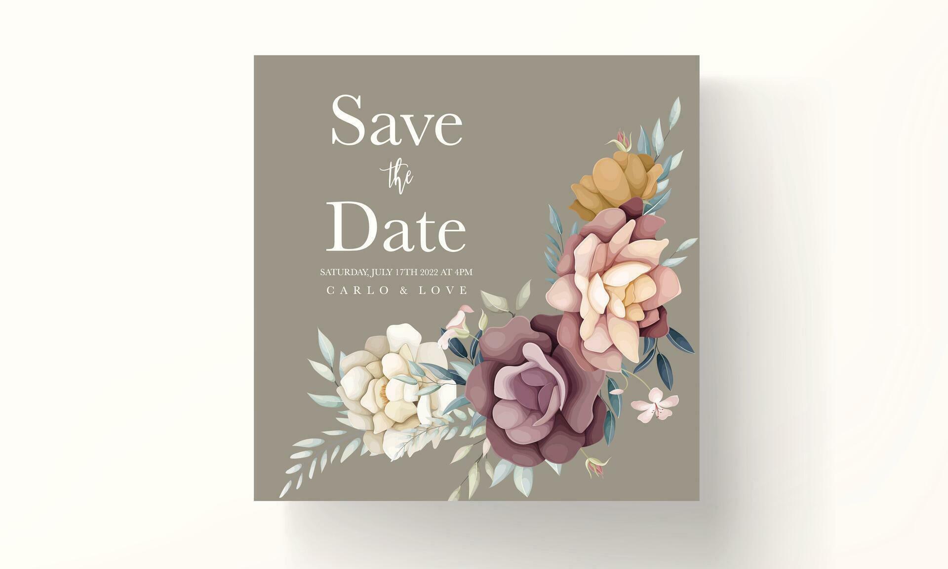 beautiful hand drawn botanical flower invitation card template Stock Free