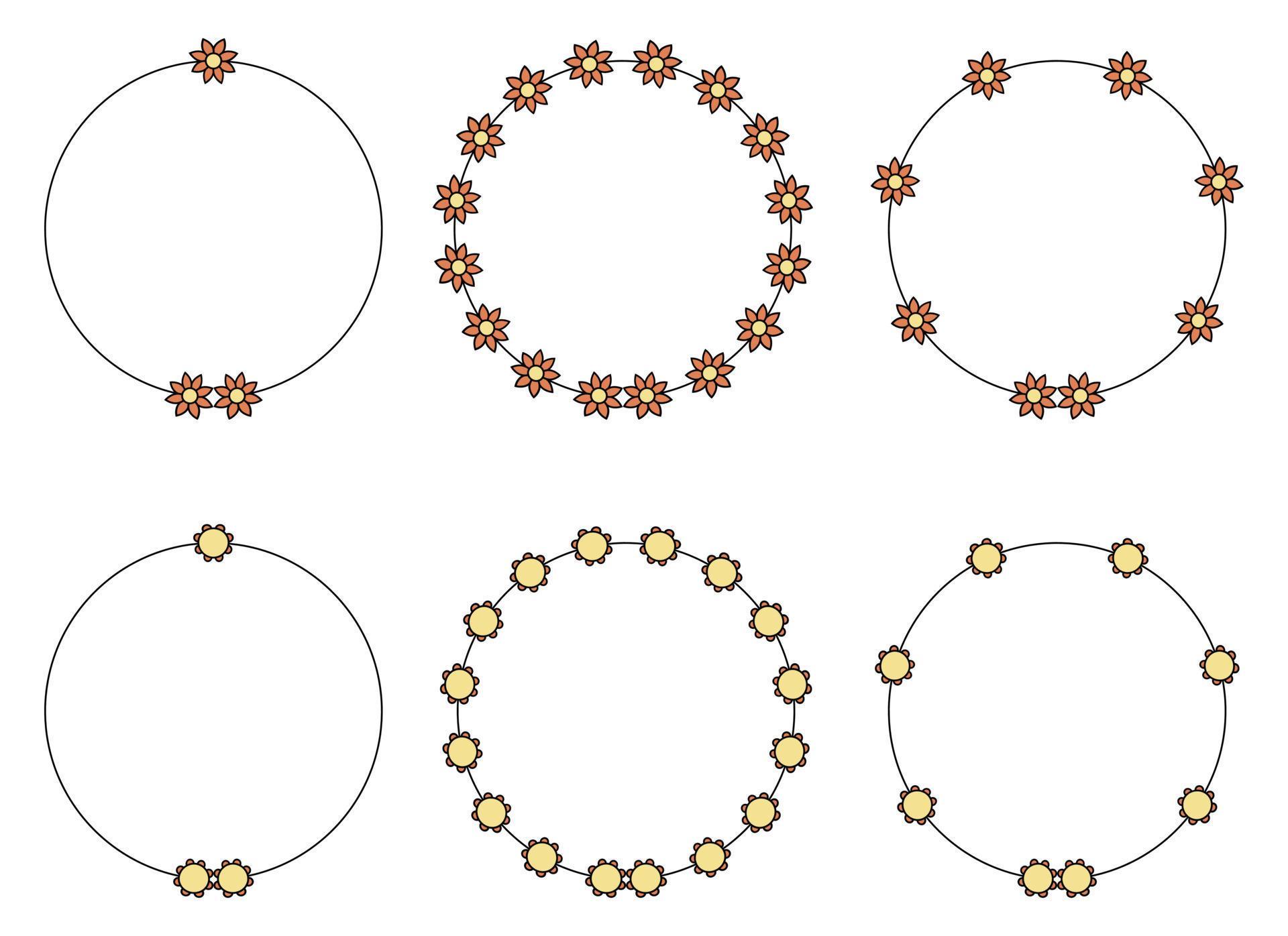 Circle frame decoration element with flowers clip art Stock Free