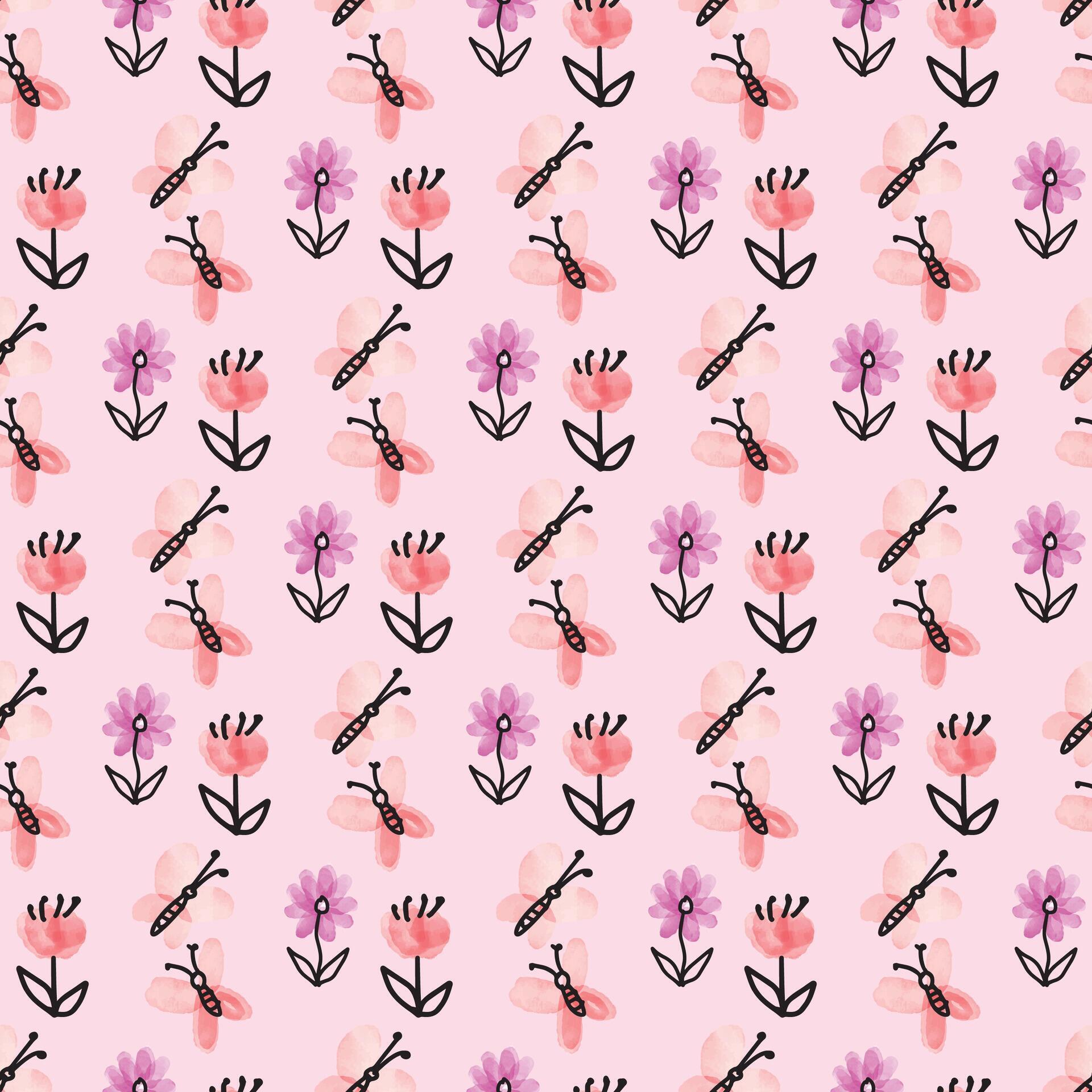 Flower Friends Seamless Pattern Design Stock Free