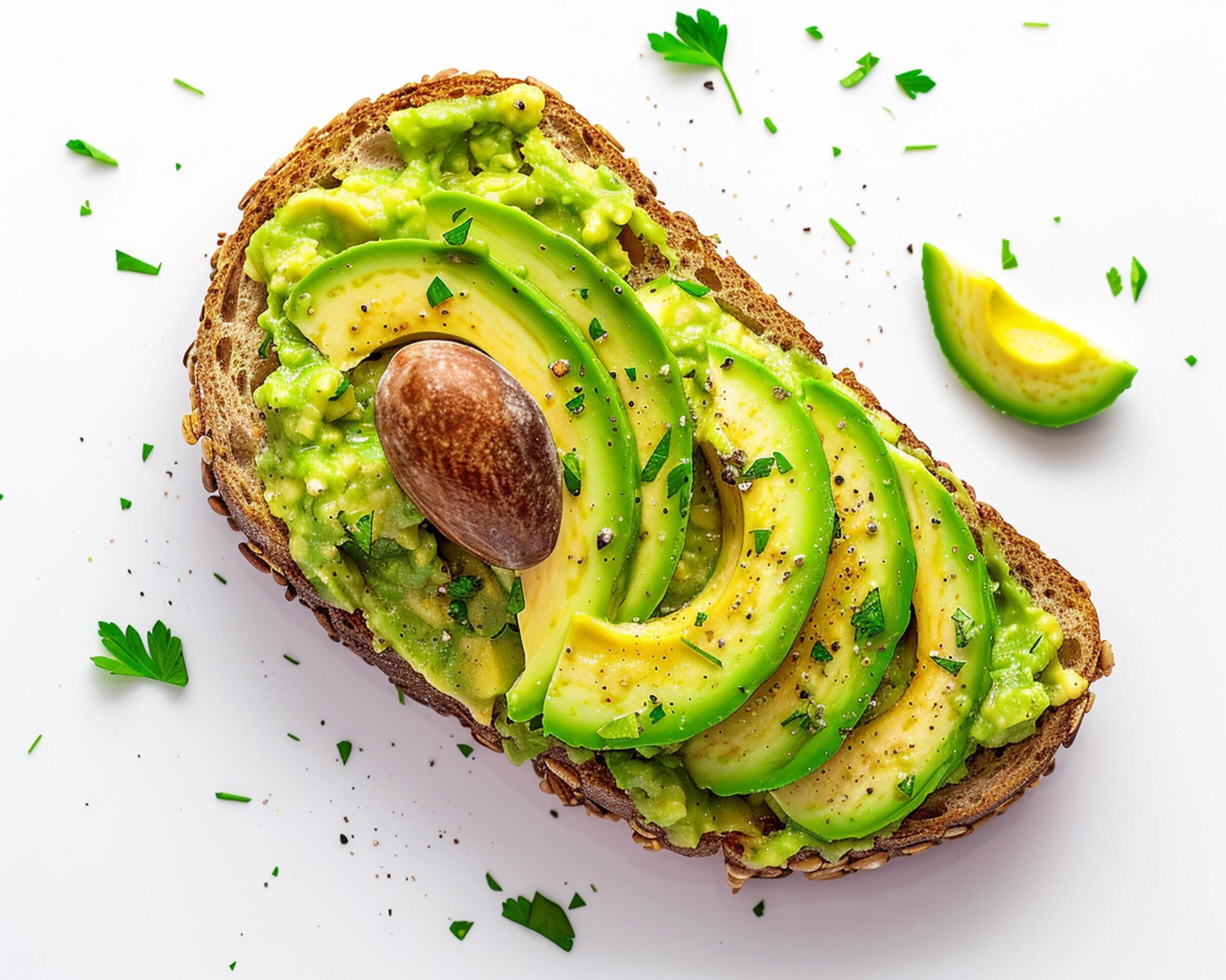 avocado toast with avocado and herbs Stock Free