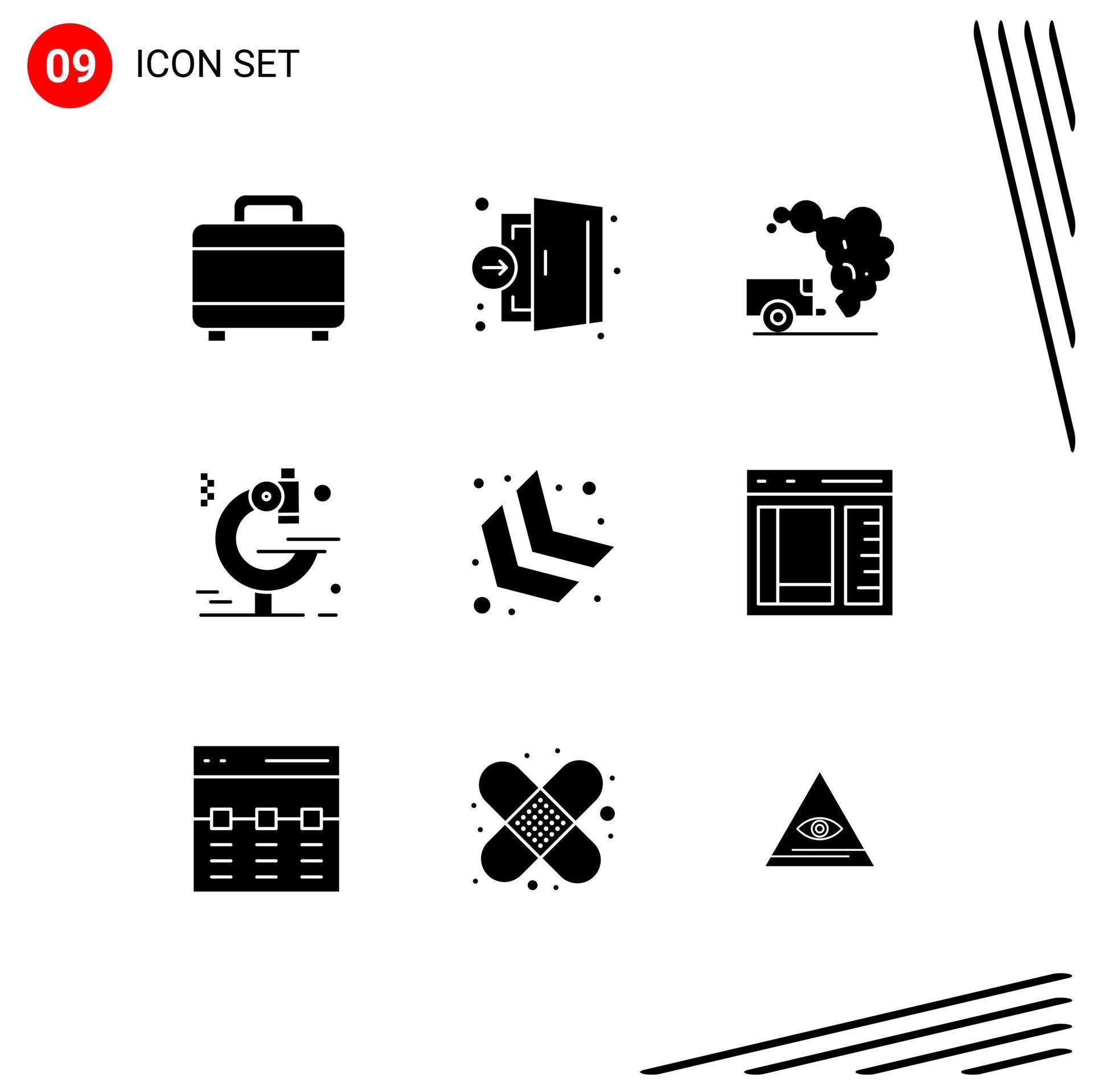 9 Thematic Vector Solid Glyphs and Editable Symbols of down left arrow dump research examination Editable Vector Design Elements Stock Free