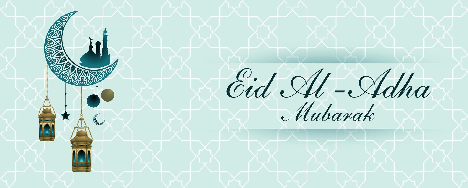 Eid Mubarak banner background green Islamic background design Free Vector