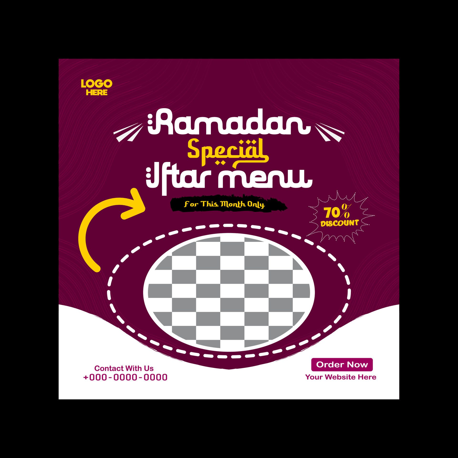 Ramadan iftar menu food post design and social media banner template Free Vector