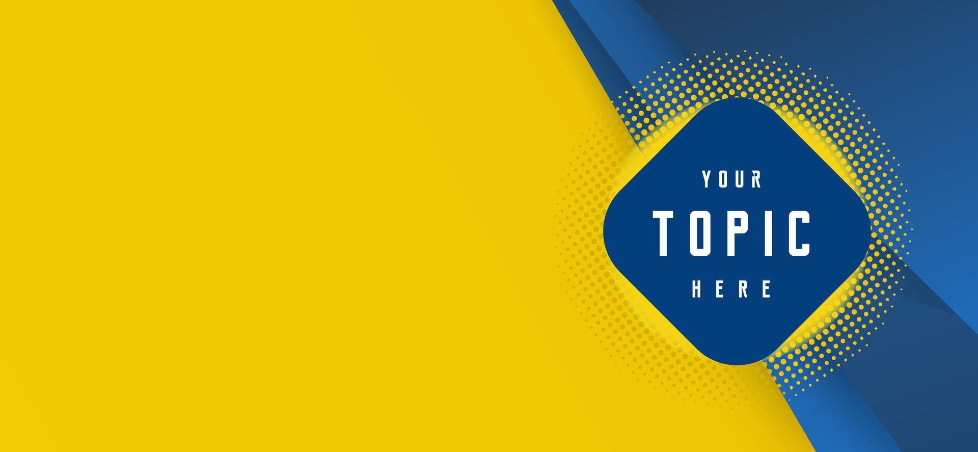 The banner showcases a bold combination of vibrant yellow on the left and deep blue on the right, creating a striking visual contrast. Free Vector