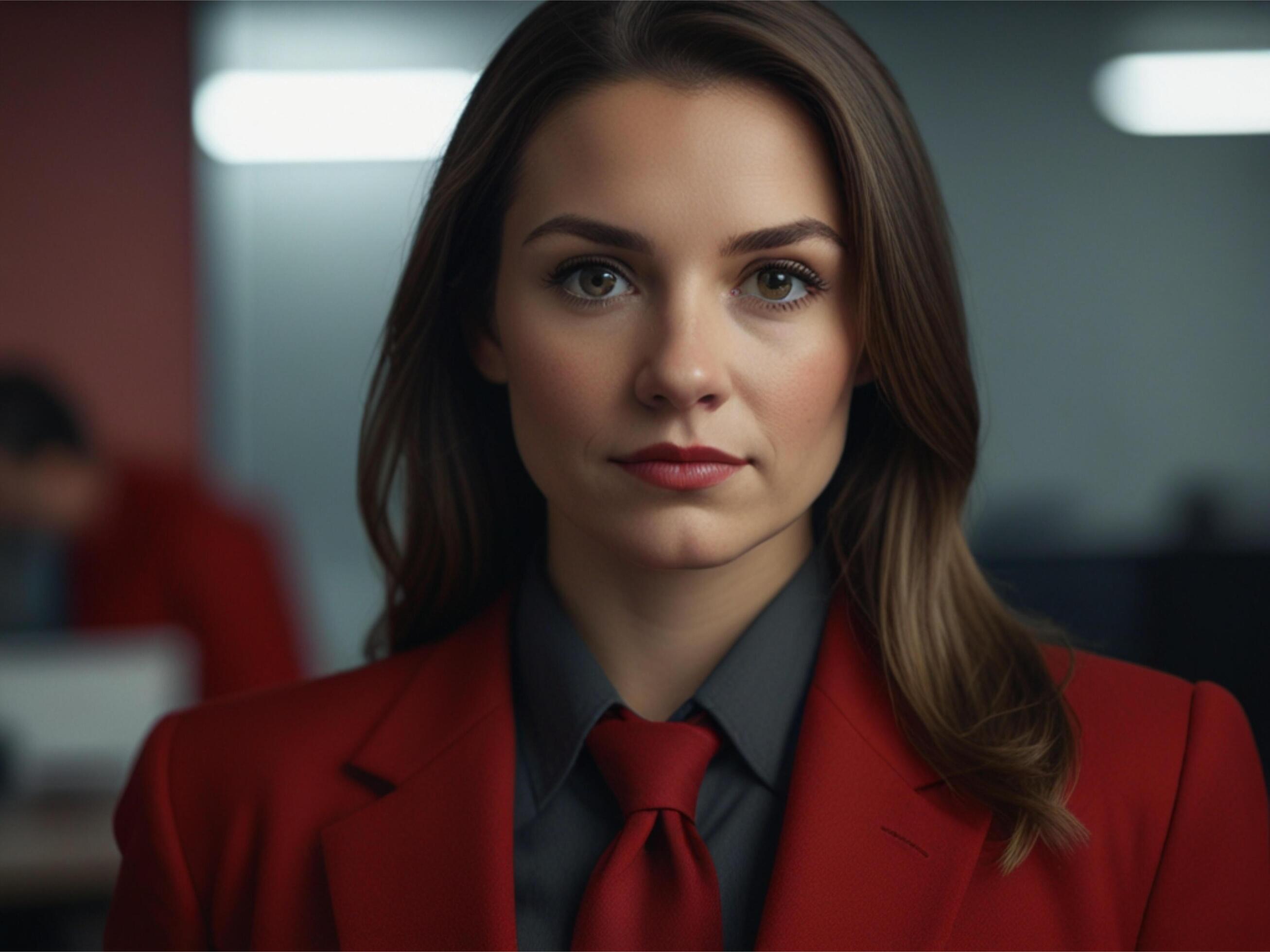 Beautiful Business woman in Red Suit Stock Free