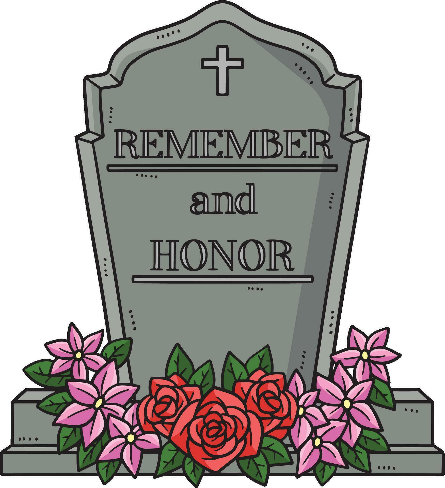 In Loving Memory with Flowers Cartoon Clipart Stock Free