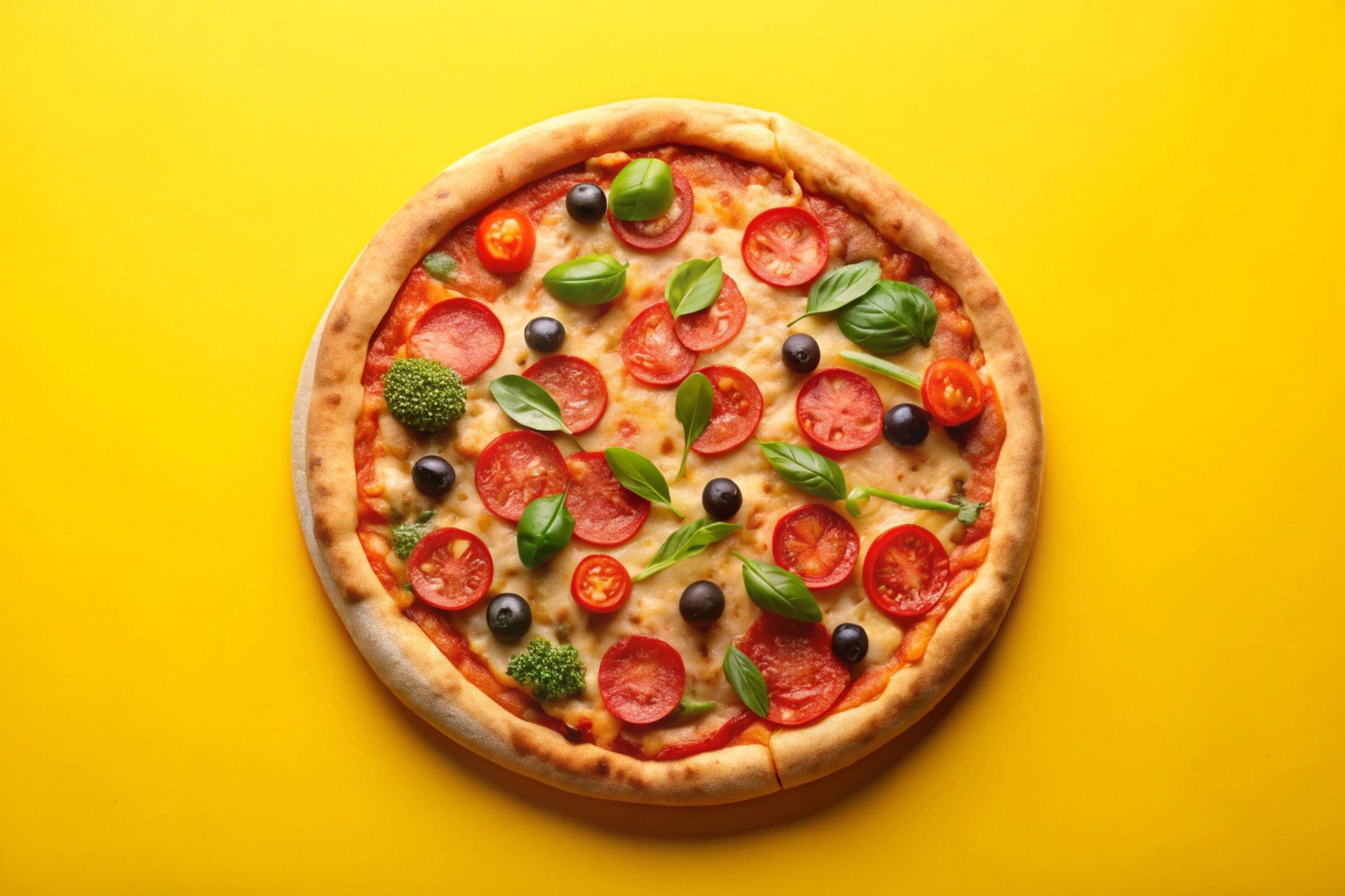 Pizza photo isolated on simple background Stock Free