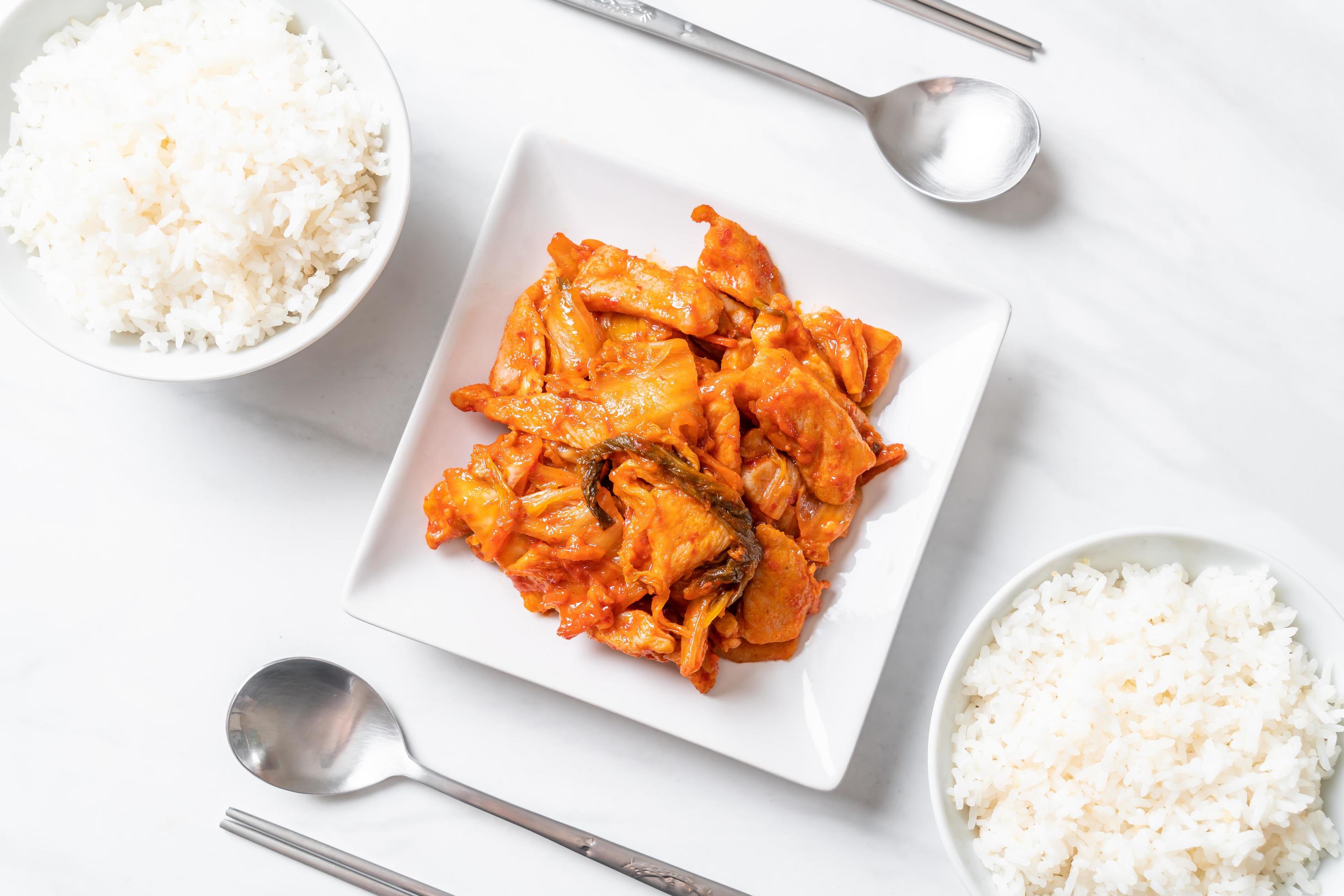 Stir-fried pork with kimchi – Korean food style Stock Free