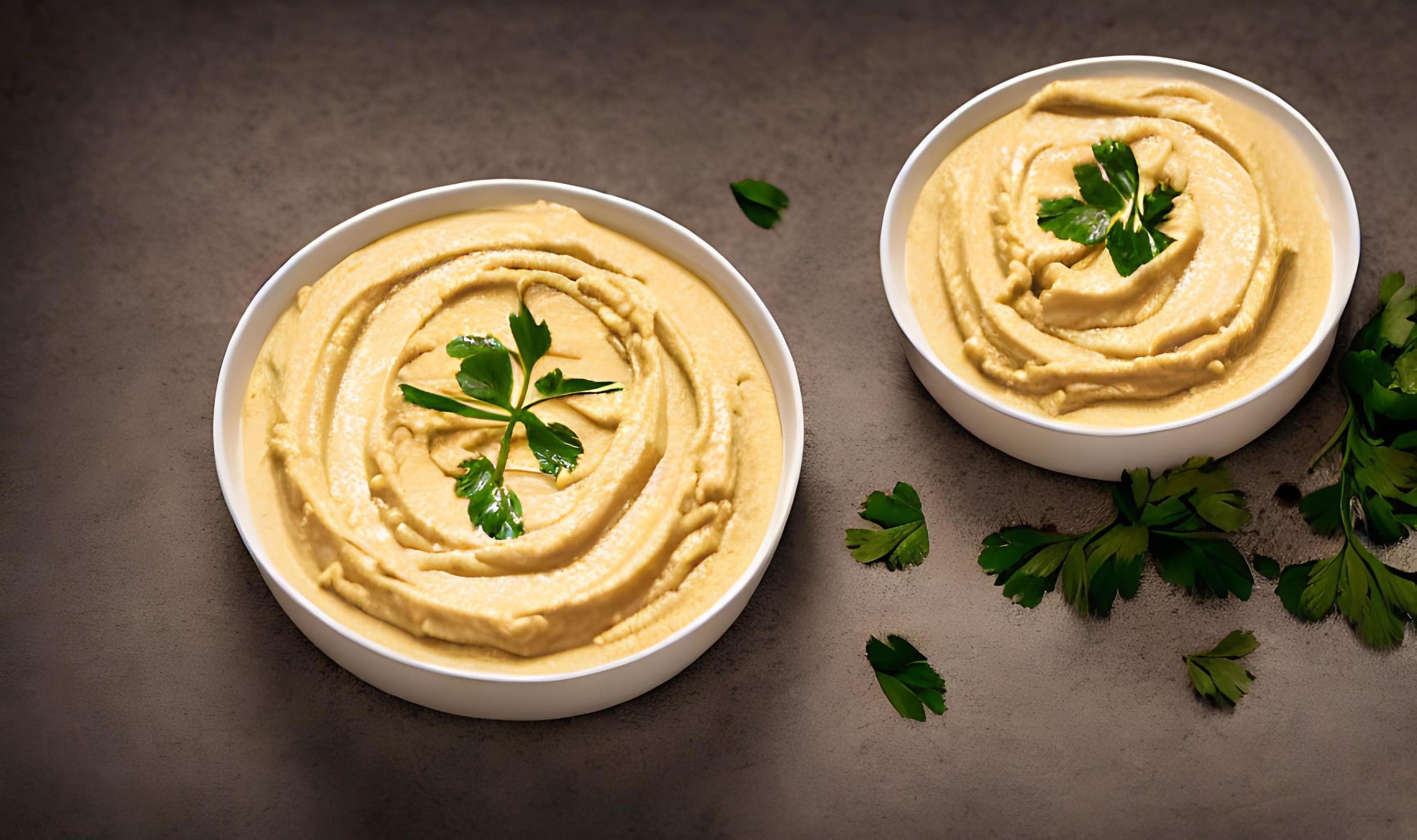 Healthy food. Traditional freshly made organic hummus. Stock Free