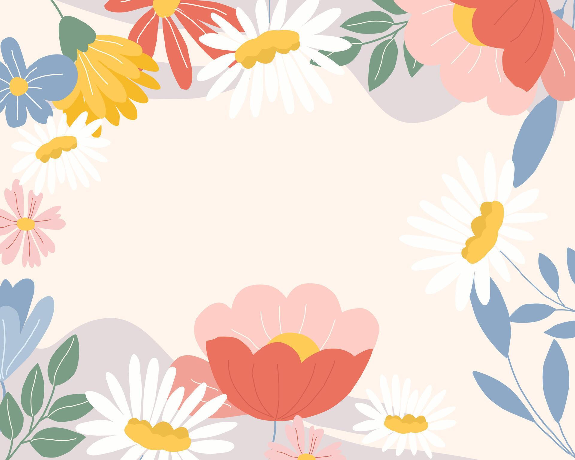 Soft Pastel Hand Drawn Flower Background Stock Free