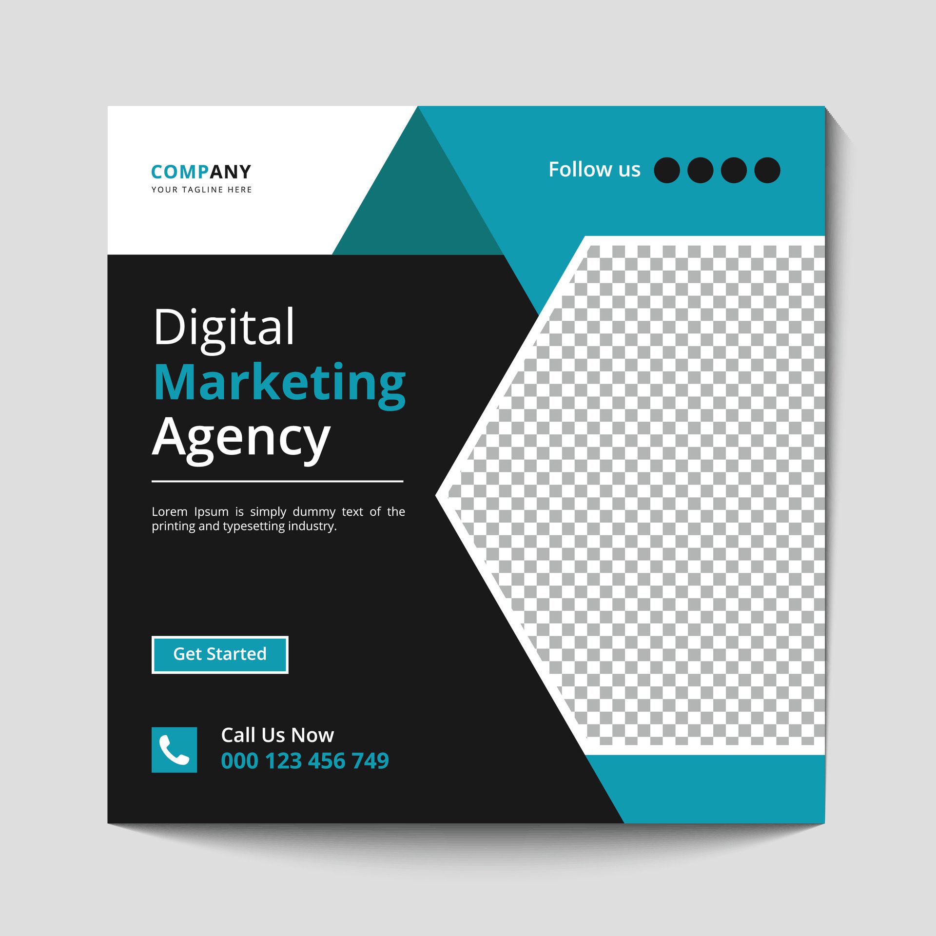 Marketing Agency Social Media Post, Digital Marketing Web Banner, Corporate Square Flyer Template banner Free Vector