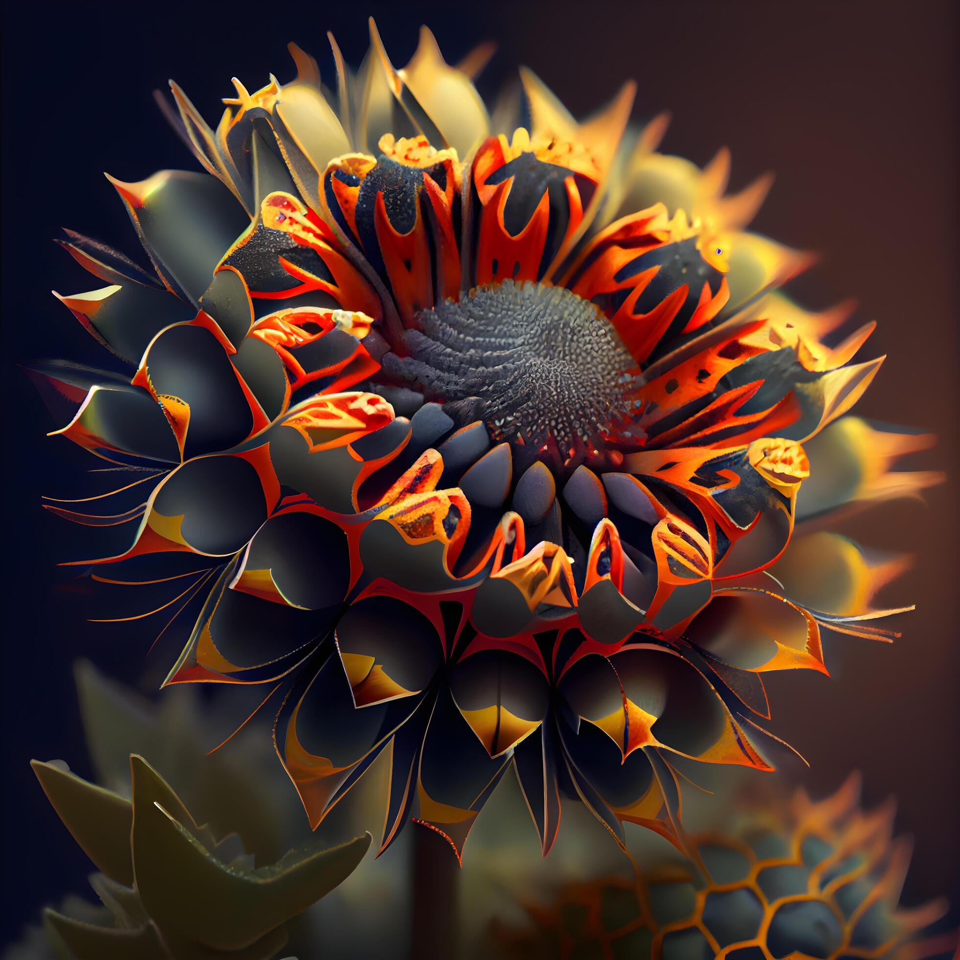 Macro closeup of fractal flower, digital artwork for creative graphic design, Image Stock Free