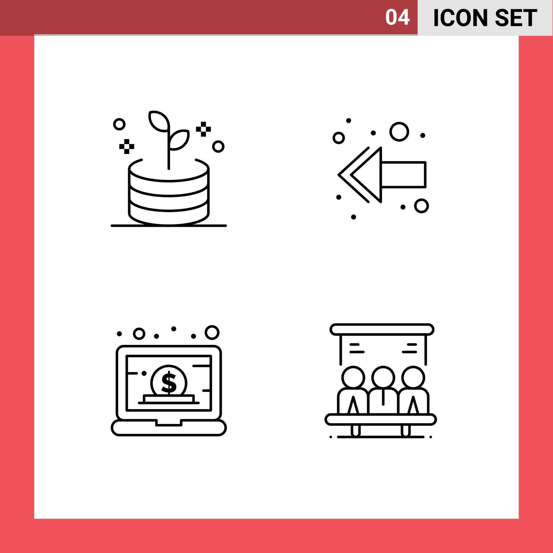 Group of 4 Filledline Flat Colors Signs and Symbols for business management arrow business project Editable Vector Design Elements Stock Free