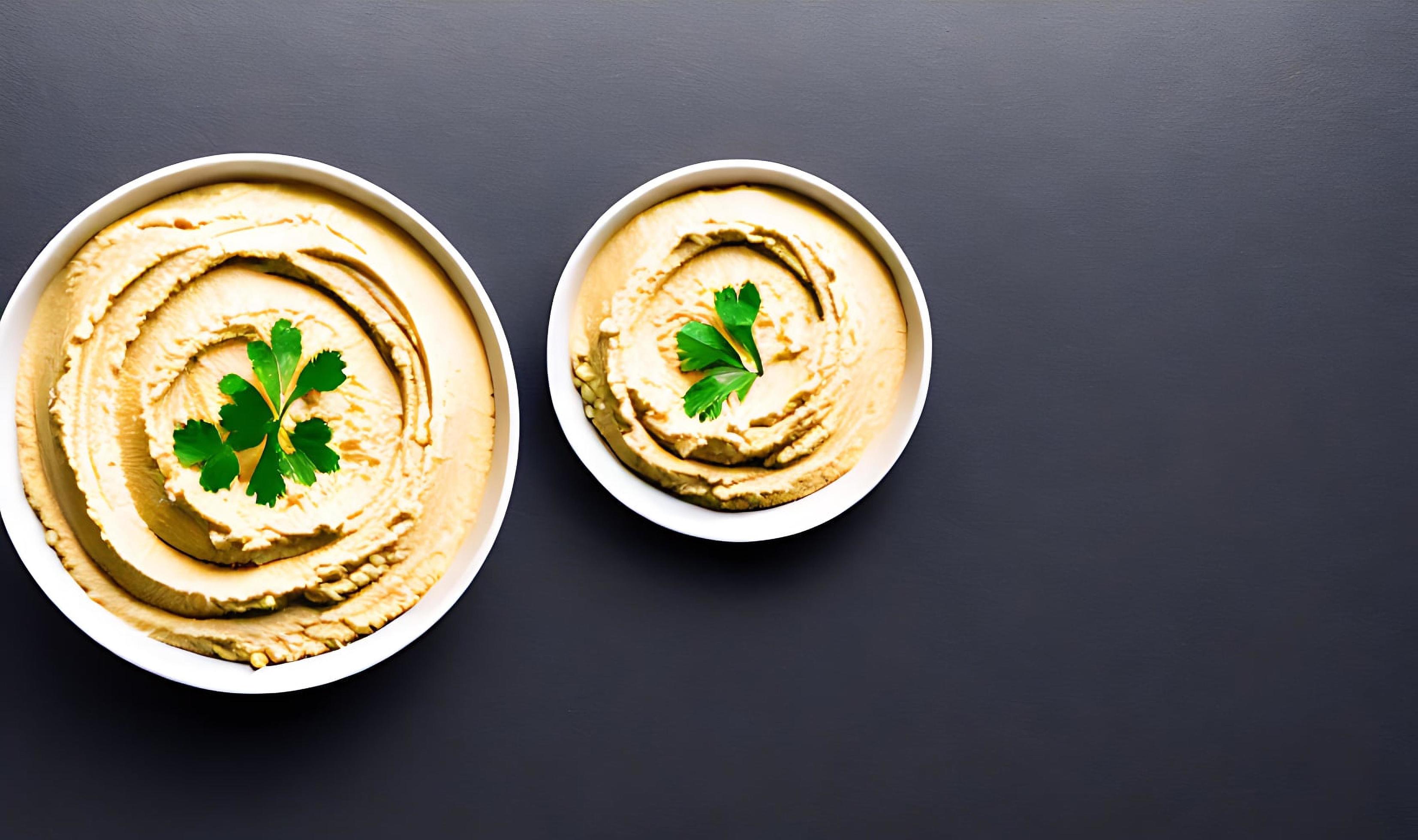 Healthy food. Traditional freshly made organic hummus. Stock Free