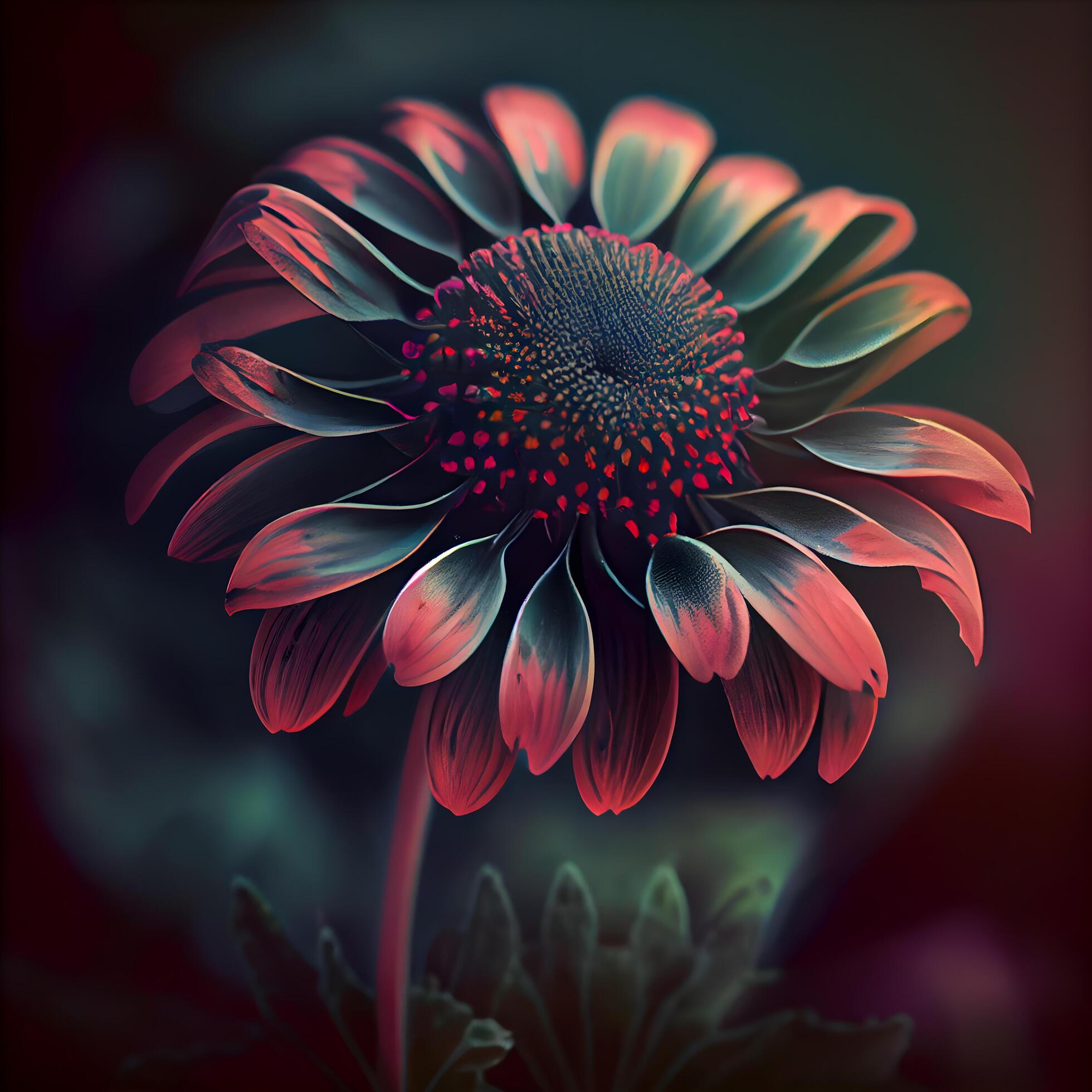 Beautiful gerbera flower on dark background. Digital painting., Image Stock Free