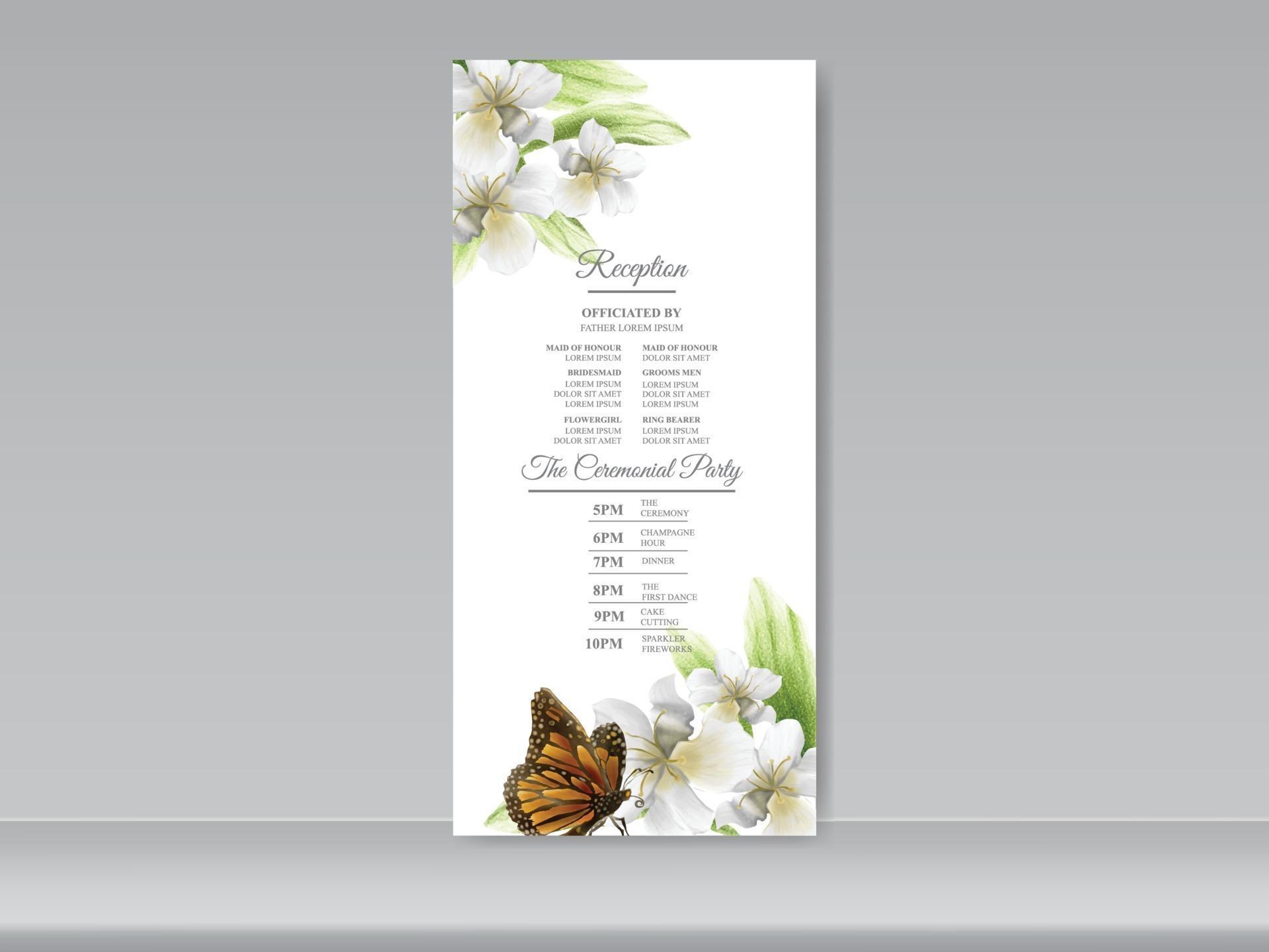 wedding invitation card set beautiful floral watercolor Stock Free