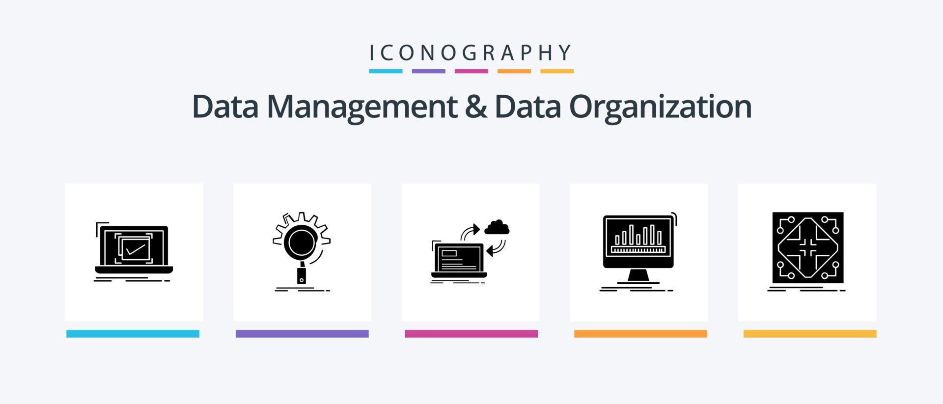 Data Management And Data Organization Glyph 5 Icon Pack Including dashboard. analytics. process. arrows. data. Creative Icons Design Stock Free