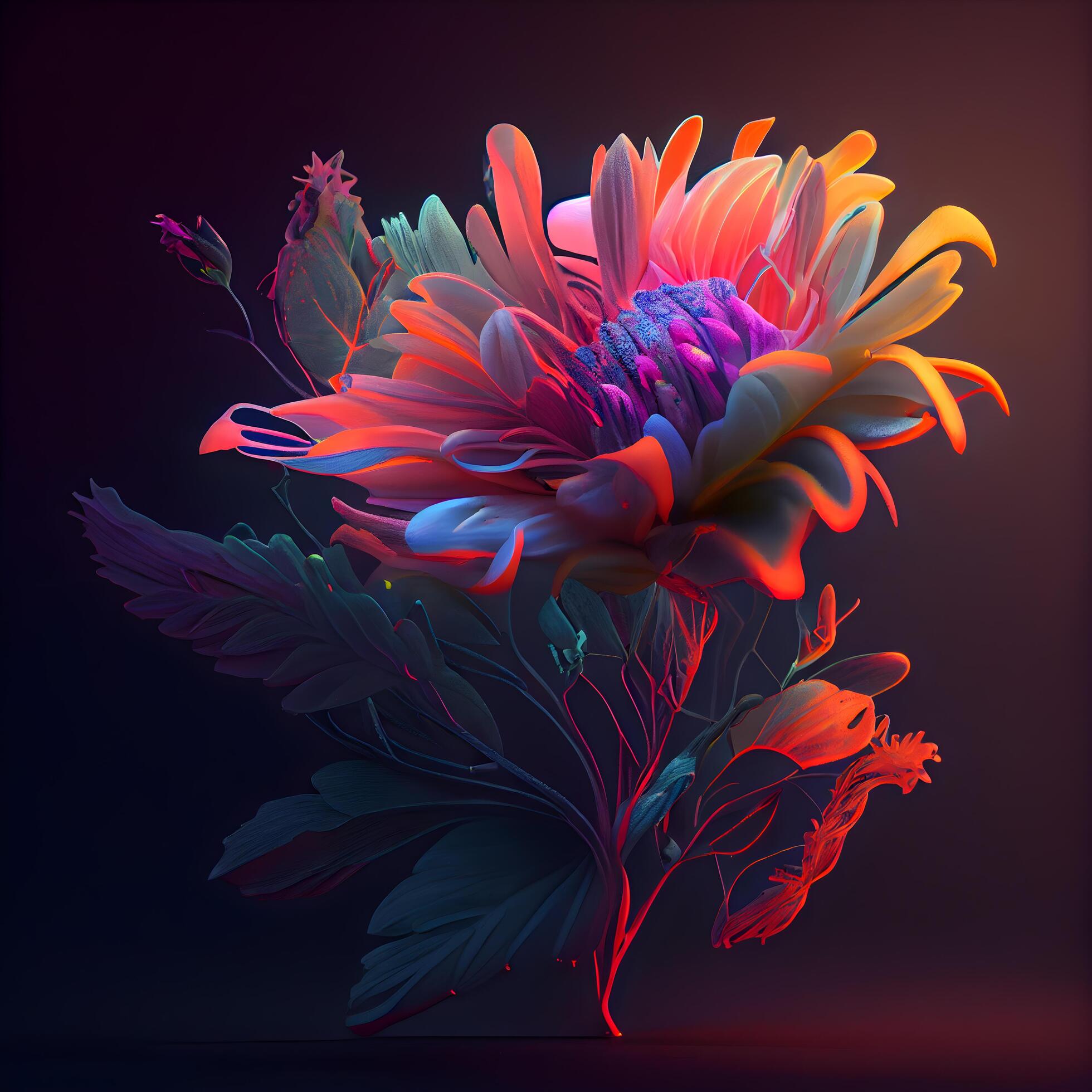 Beautiful flower of dahlia on a dark background. illustration. Stock Free