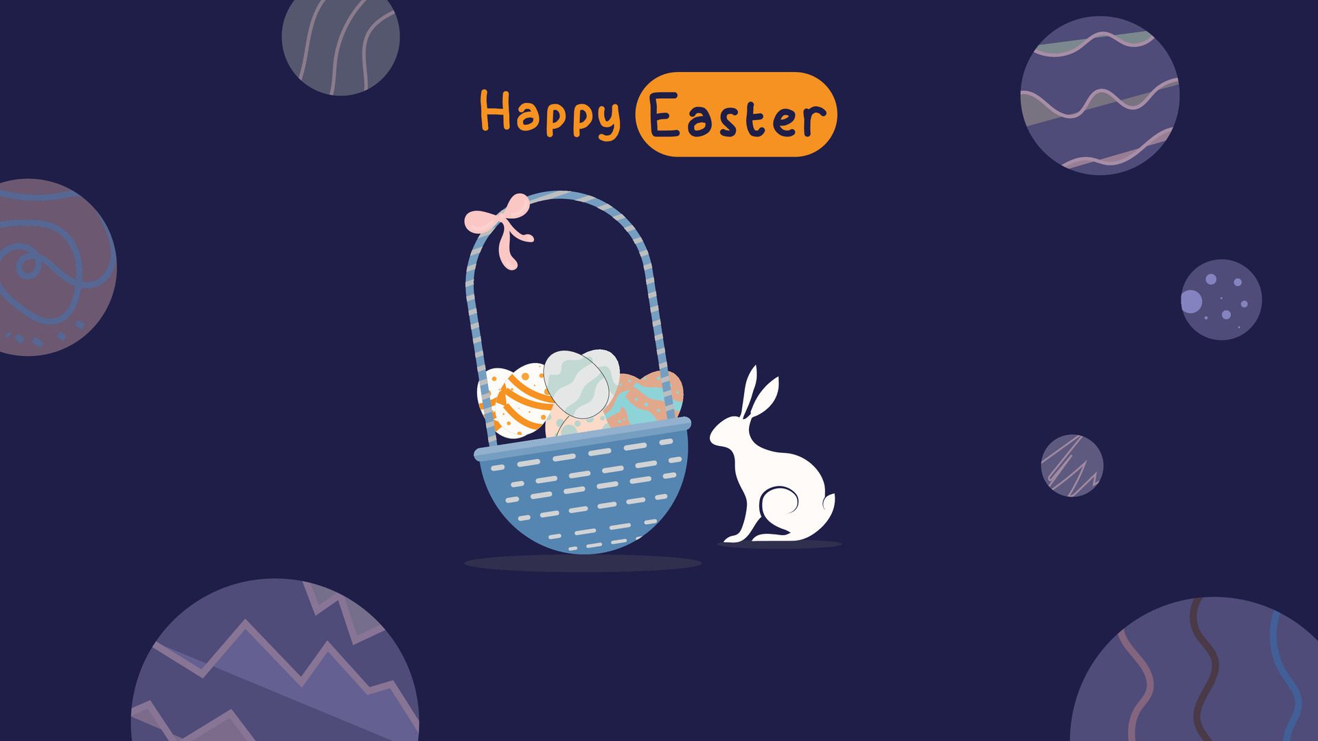 media post idea for easter egg background isolated in blue, hand draw line rabbit, suit for decoration ,web, banner , wallpaper , invitation card Free Vector