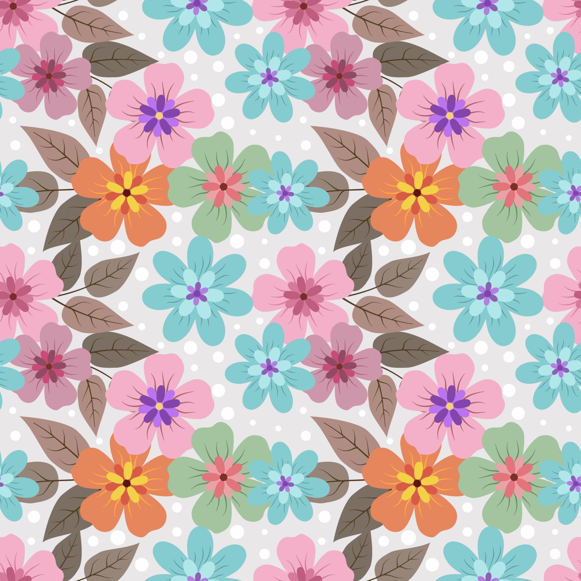 Beautiful Cute Colourful Flowers and Leave Seamless Pattern for Fabric Textile Wallpaper. Stock Free