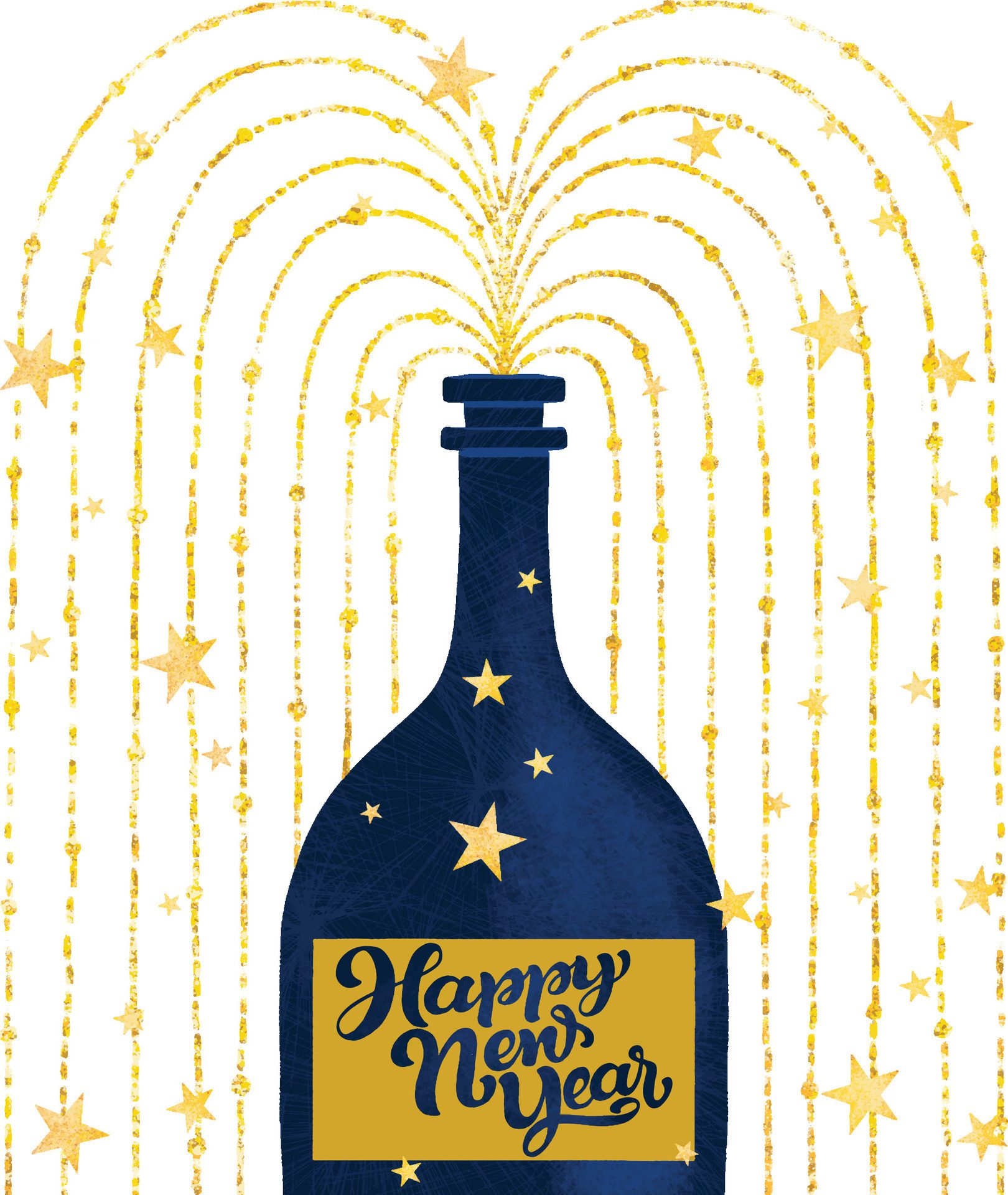 HAPPY NEW YEAR script text hand lettering, template Celebration poster, banner or greeting card. Free Vector