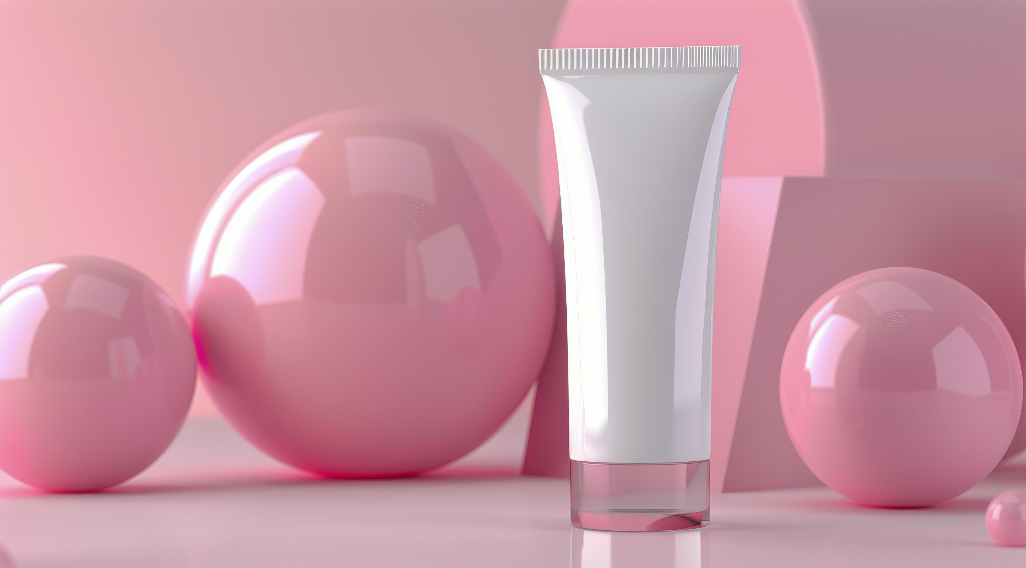 White Tube Mockup on Pink Background Stock Free