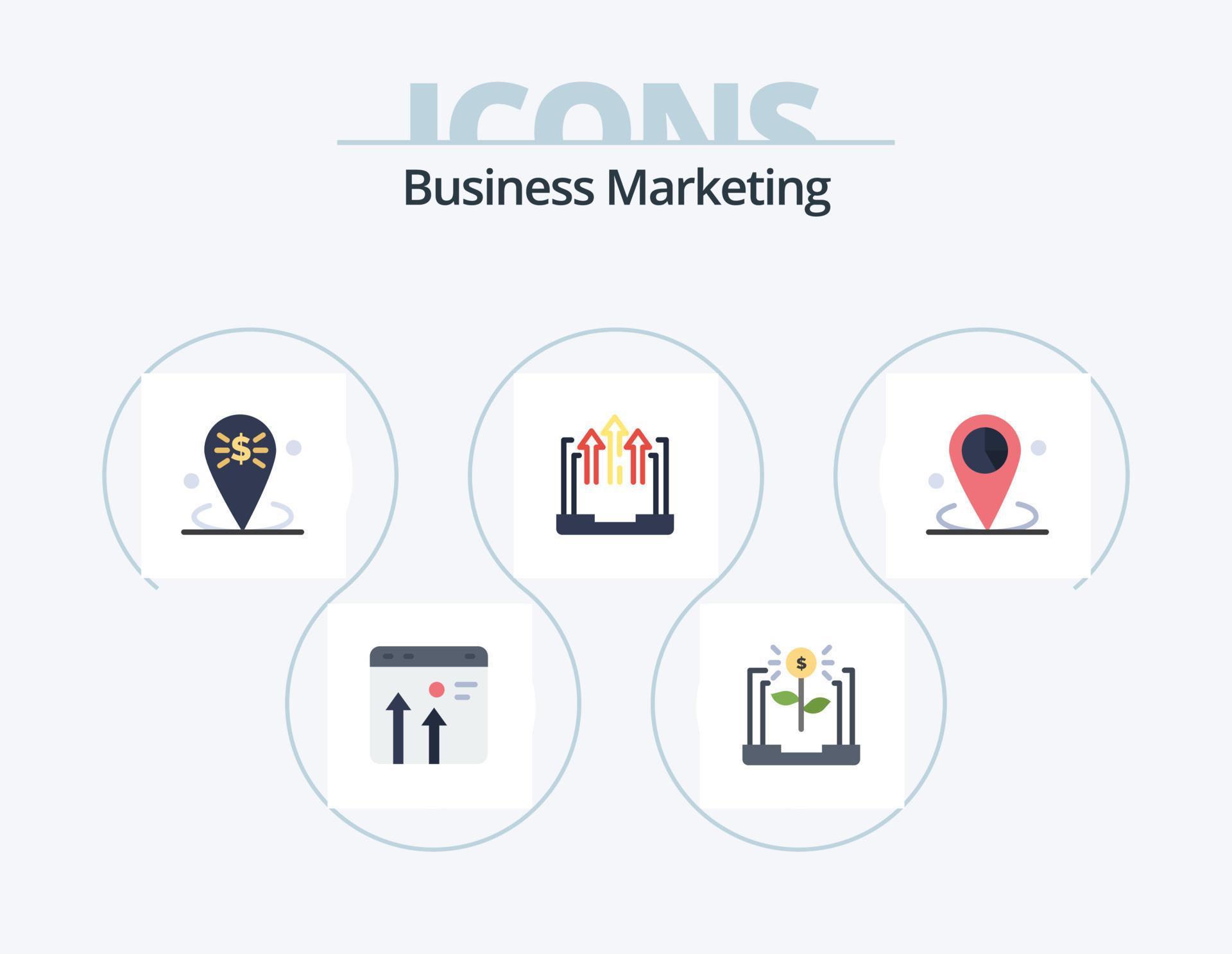 Business Marketing Flat Icon Pack 5 Icon Design. growth. arrow. financial. placeholder. location Stock Free