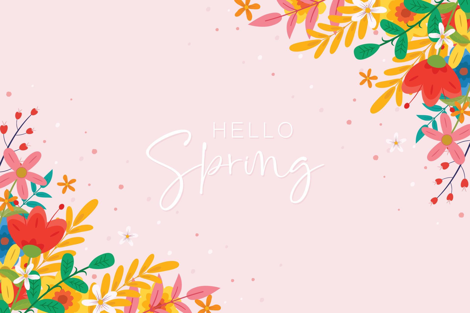 Beautiful hand drawn spring flower background Stock Free