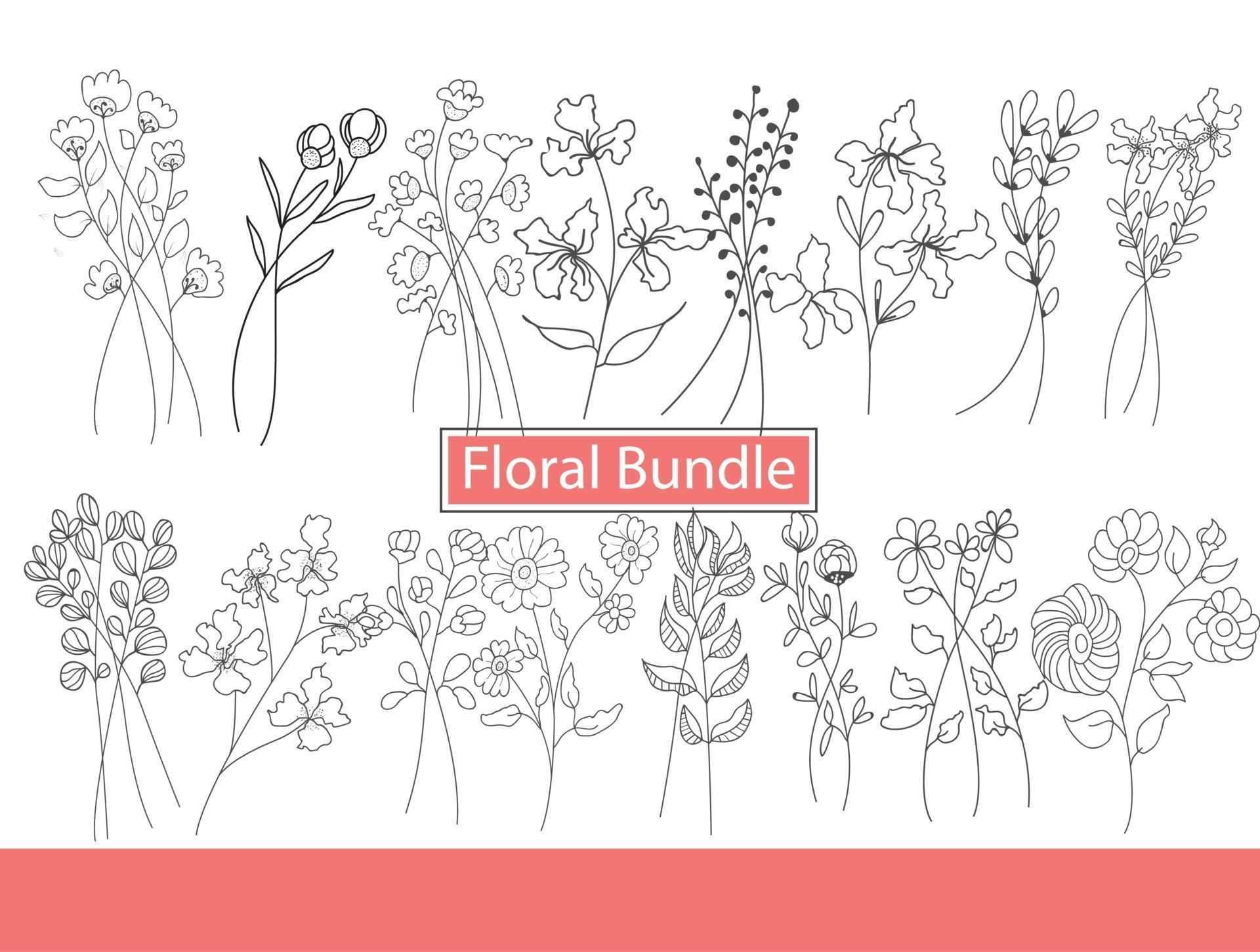 Floral bundle botanic flower set Stock Free