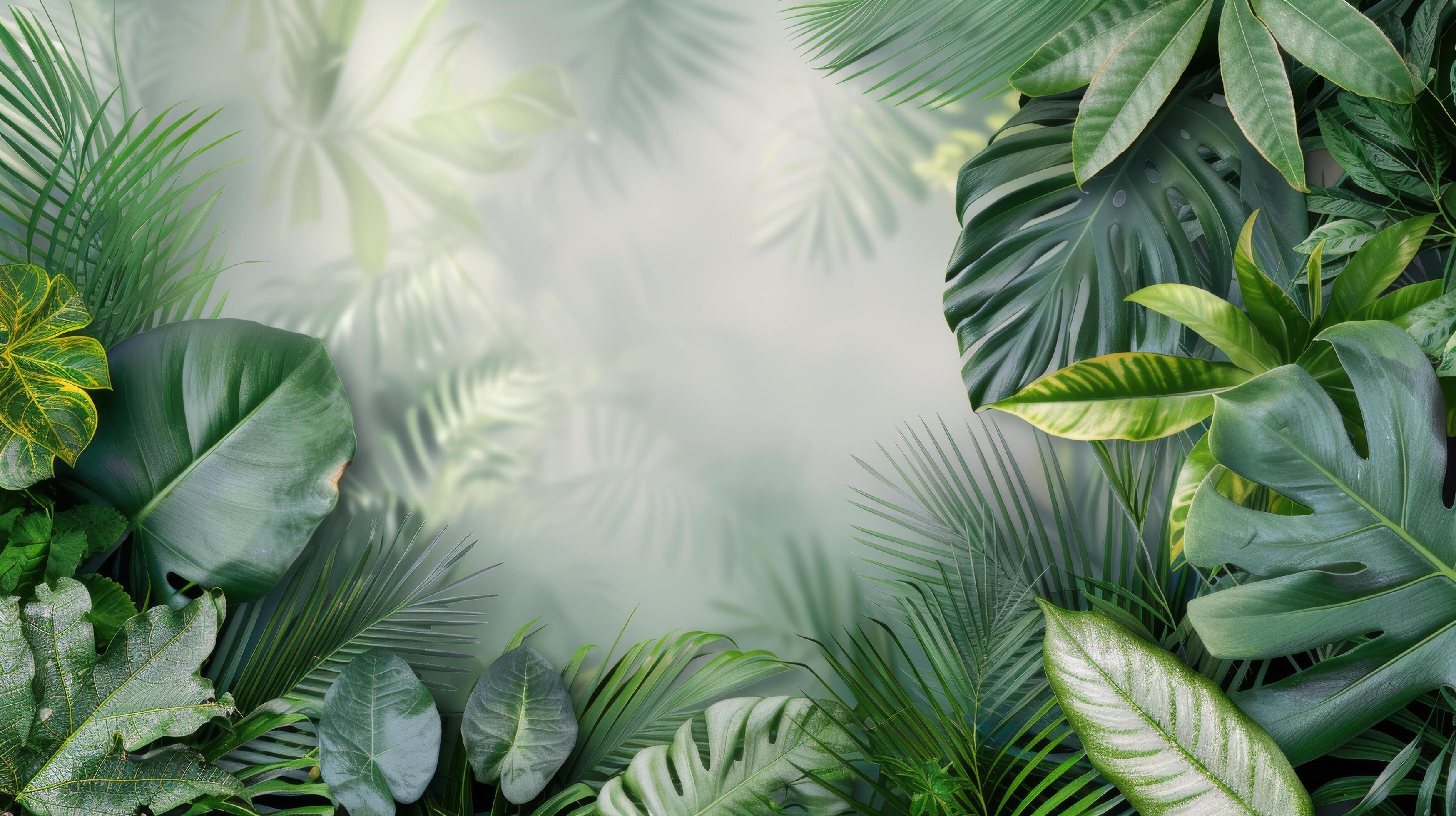 Tropical Green Leaves Background Stock Free