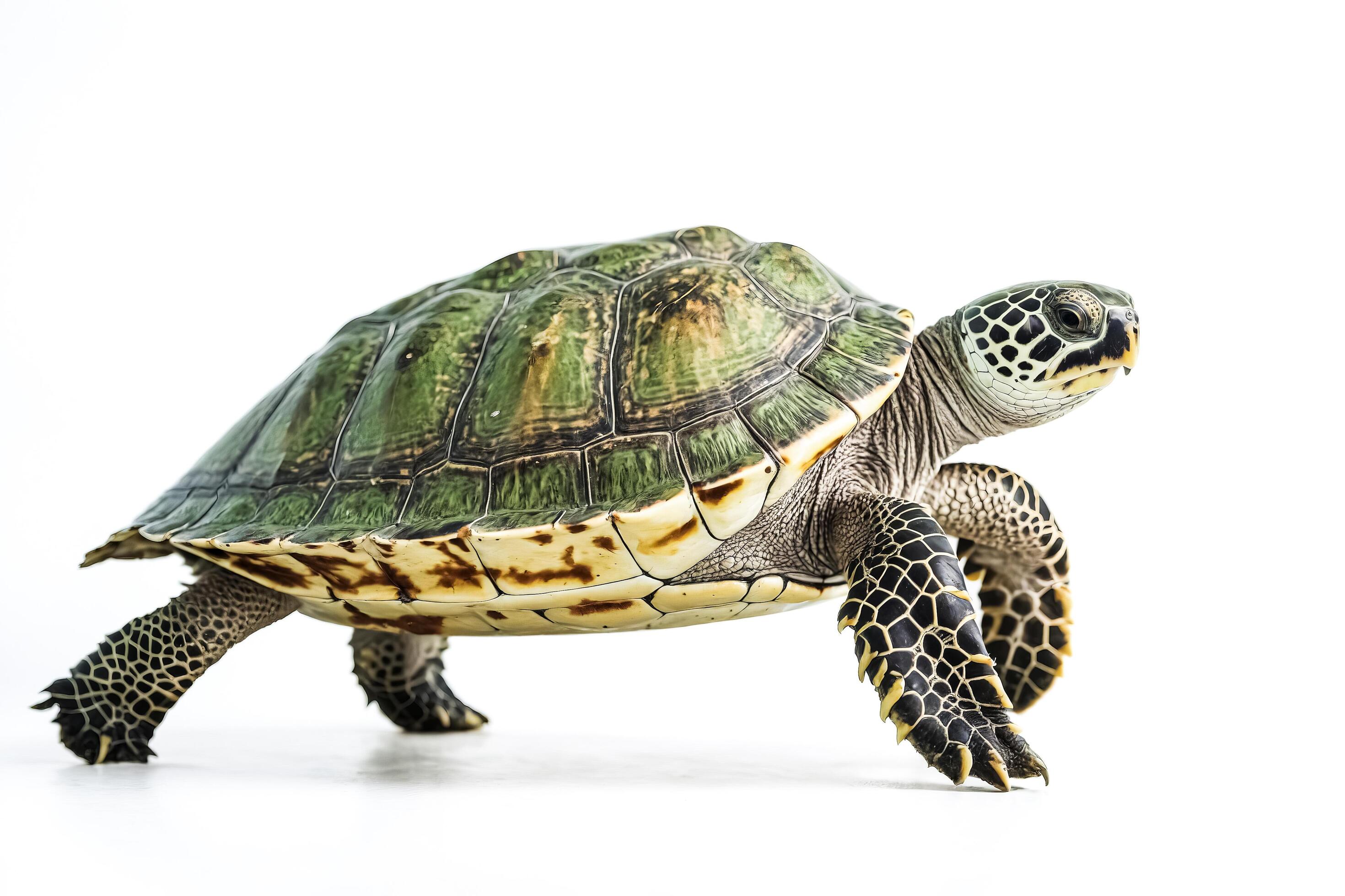 Sea Turtle Walking on White Background Stock Free