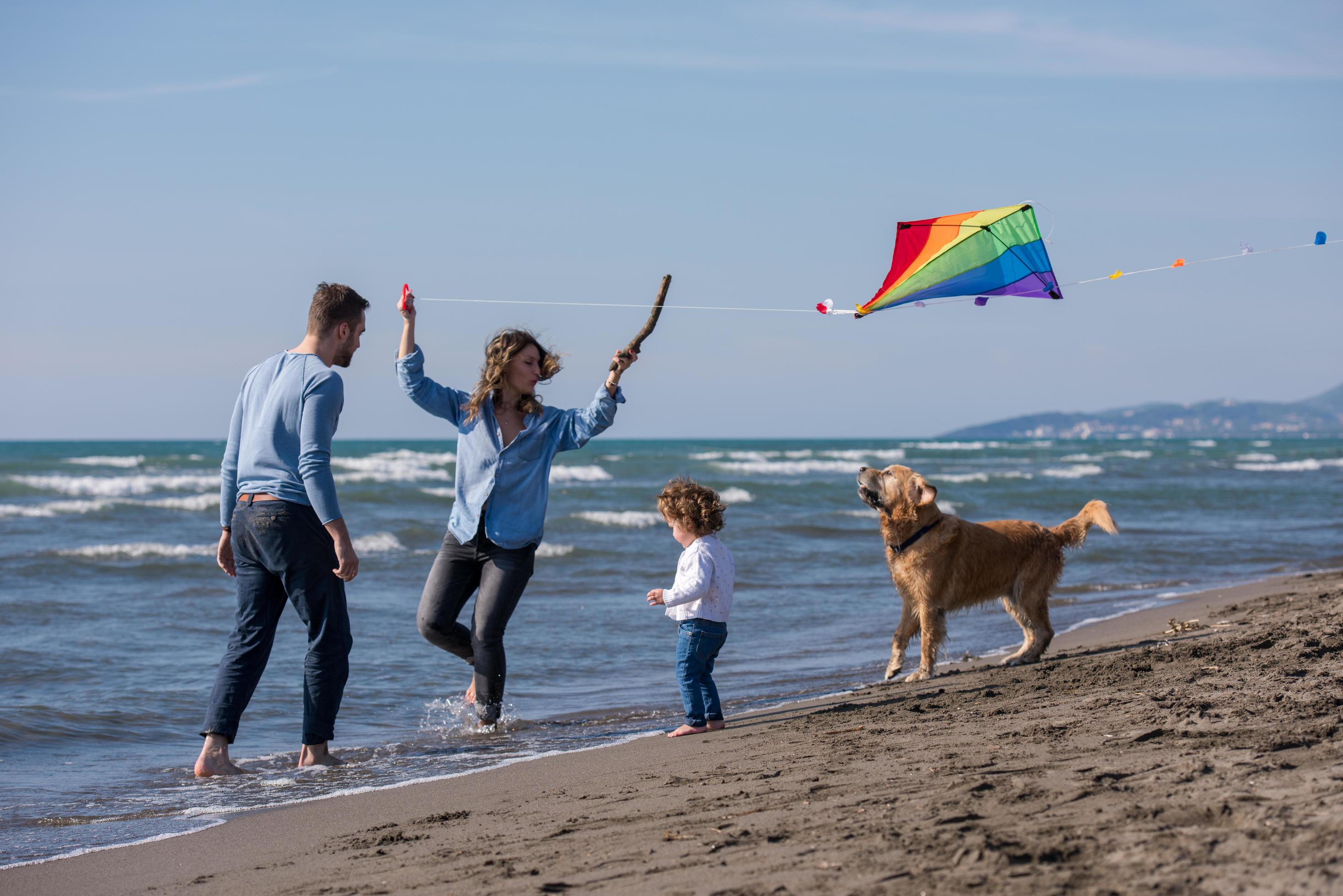 happy young family enjoying vecation during autumn day Stock Free